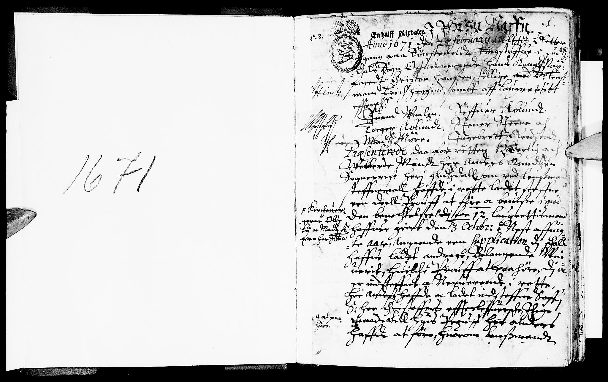 Sorenskriverier i Gudbrandsdalen, AV/SAH-TING-036/G/Gb/Gbb/L0008: Tingbok - Sør-Gudbrandsdal, 1671, s. 0b-1a