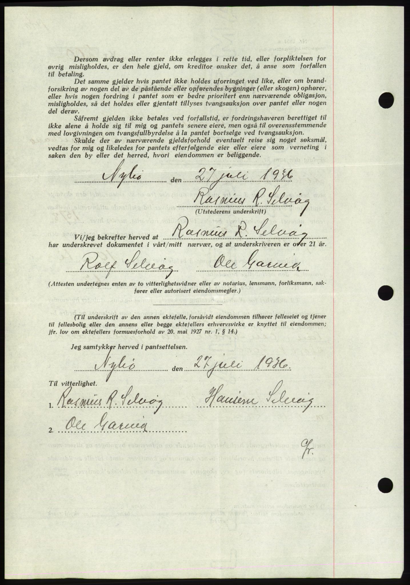 Søre Sunnmøre sorenskriveri, AV/SAT-A-4122/1/2/2C/L0061: Pantebok nr. 55, 1936-1936, Dagboknr: 1084/1936