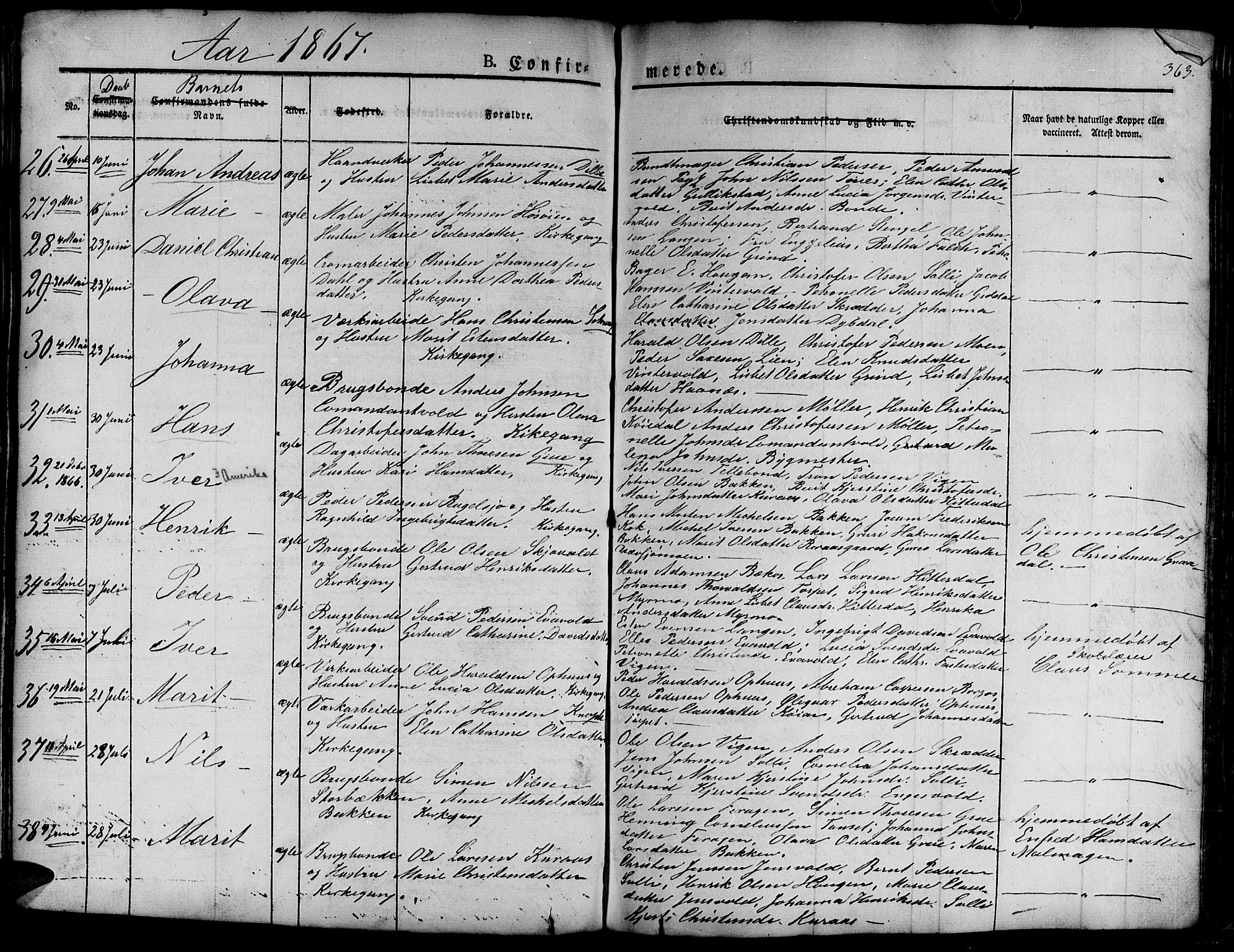 Ministerialprotokoller, klokkerbøker og fødselsregistre - Sør-Trøndelag, SAT/A-1456/681/L0938: Klokkerbok nr. 681C02, 1829-1879, s. 363
