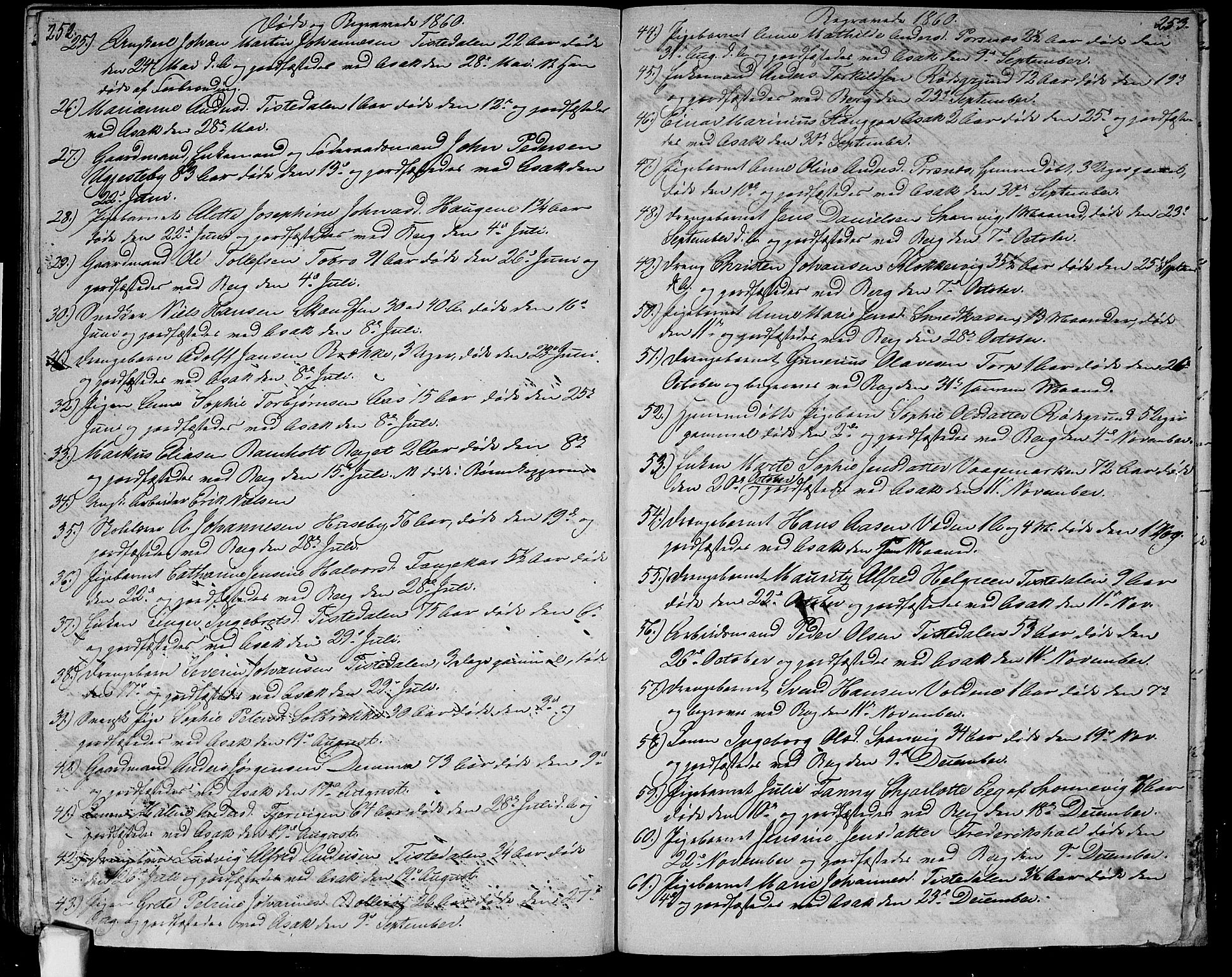 Berg prestekontor Kirkebøker, AV/SAO-A-10902/G/Ga/L0003: Klokkerbok nr.  I 3, 1850-1866, s. 252-253