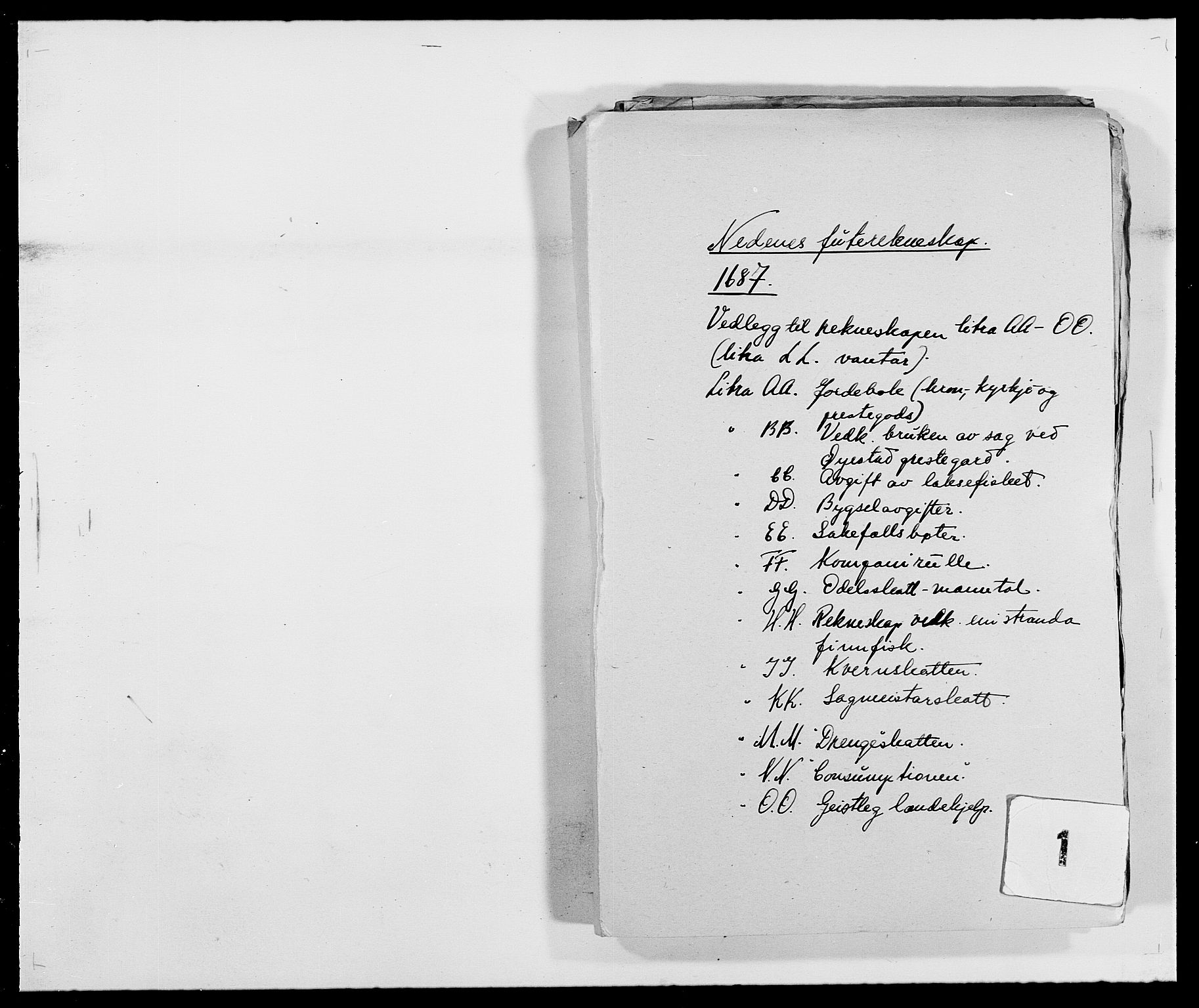 Rentekammeret inntil 1814, Reviderte regnskaper, Fogderegnskap, AV/RA-EA-4092/R39/L2309: Fogderegnskap Nedenes, 1684-1689, s. 1