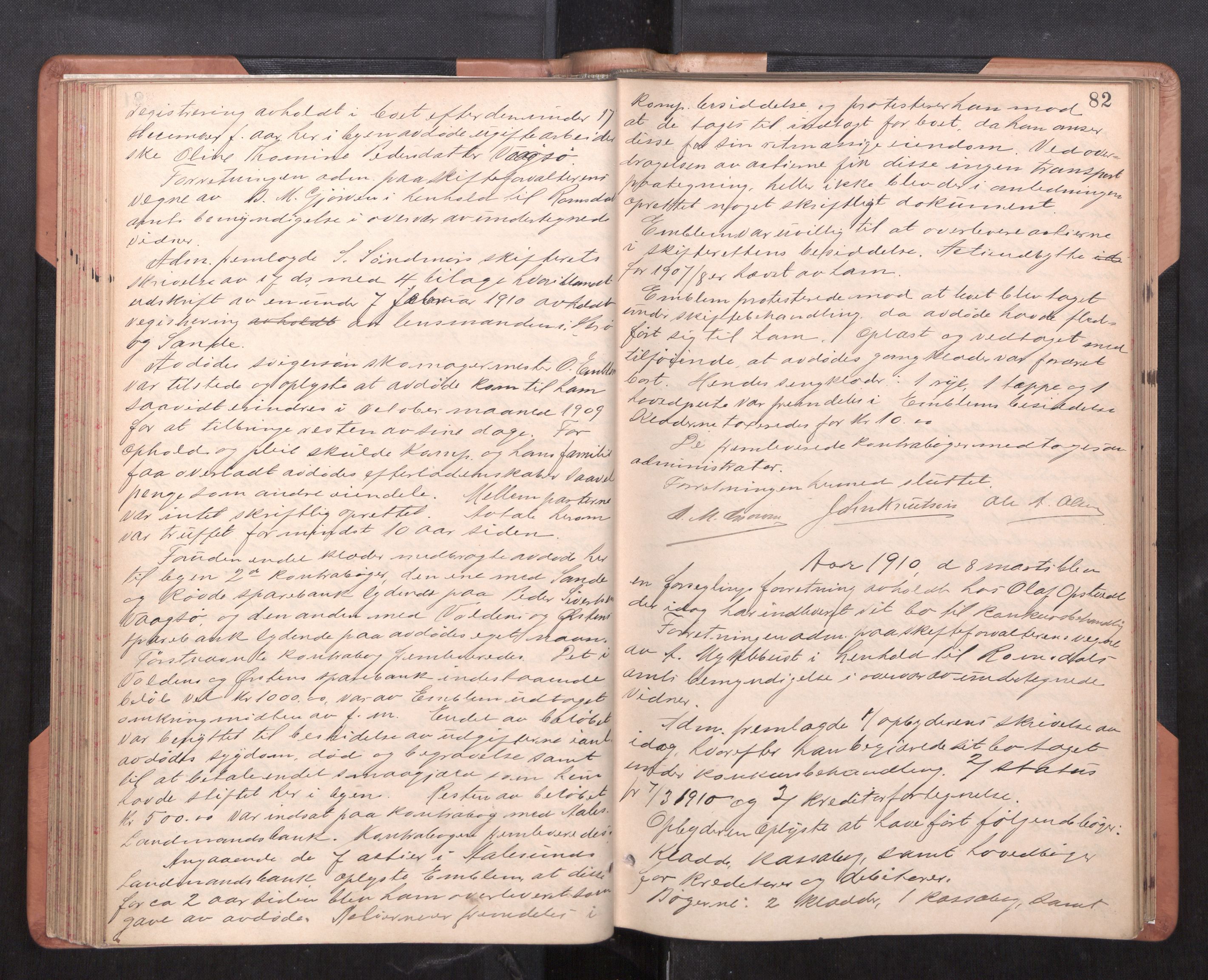Ålesund byfogd, AV/SAT-A-4384/0001/03/03C/L0006: Registreringsprotokoll, 1908-1915, s. 82