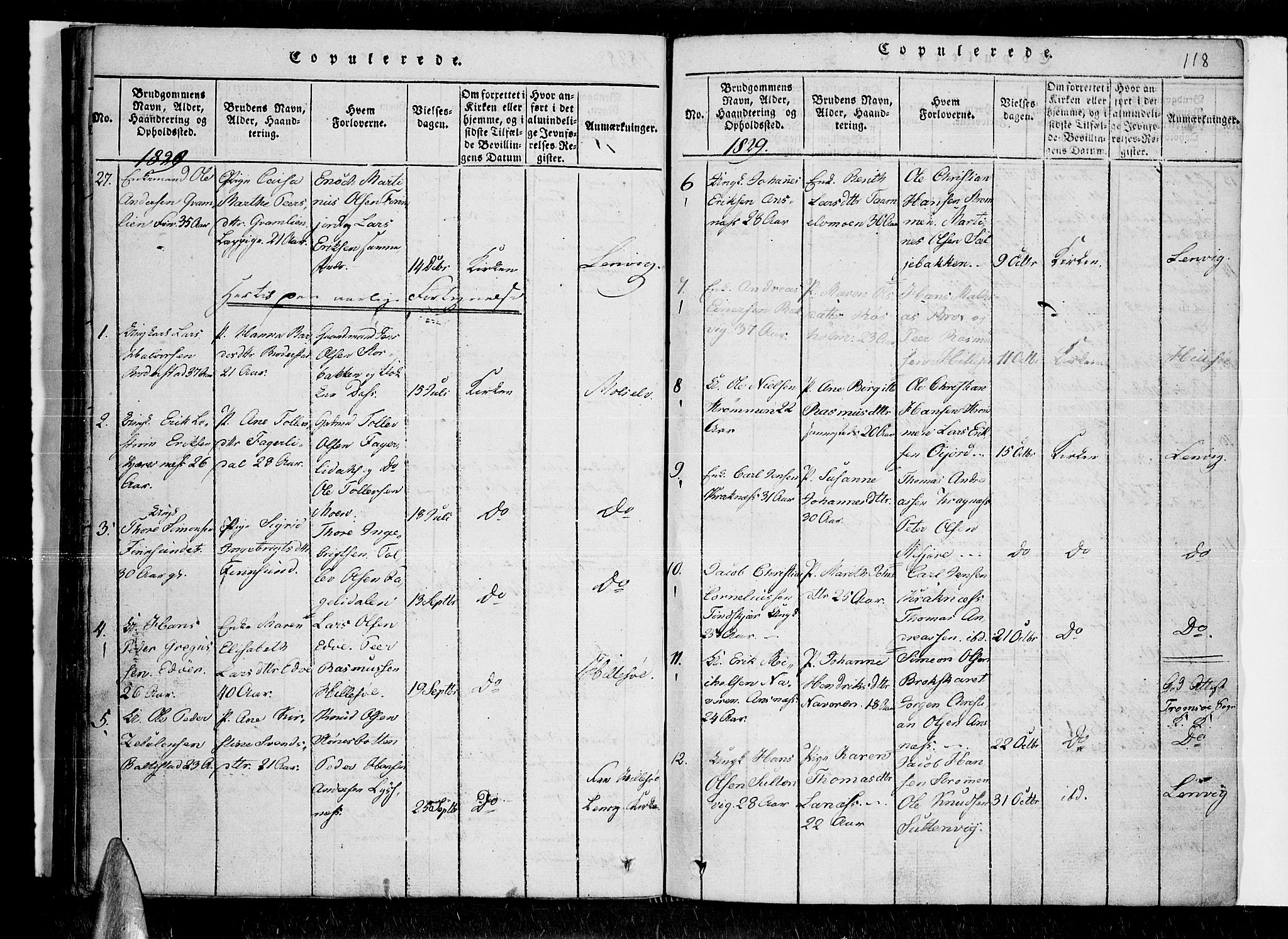 Lenvik sokneprestembete, SATØ/S-1310/H/Ha/Haa/L0003kirke: Ministerialbok nr. 3, 1820-1831, s. 118