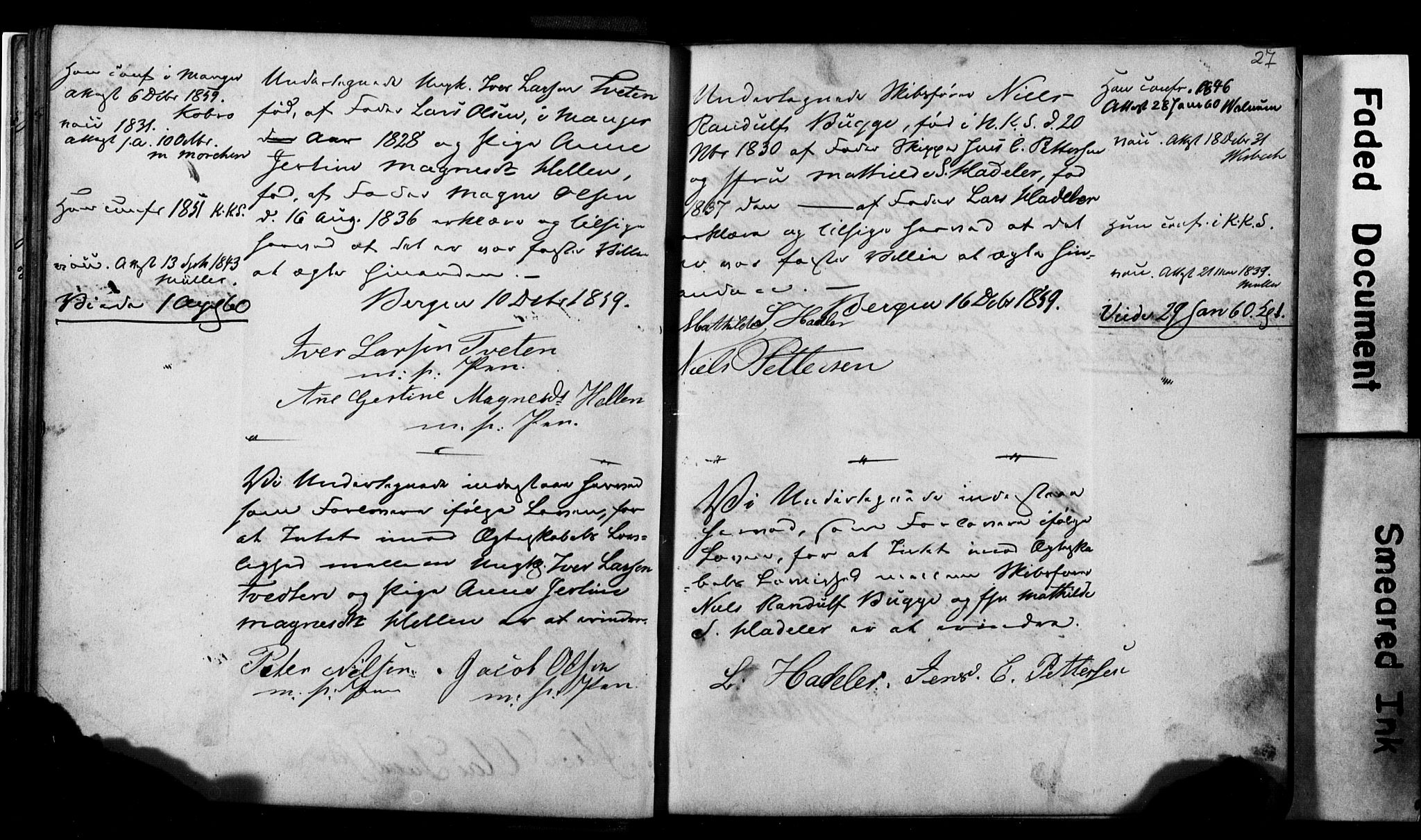 Korskirken sokneprestembete, SAB/A-76101: Forlovererklæringer nr. II.5.2, 1859-1865, s. 27