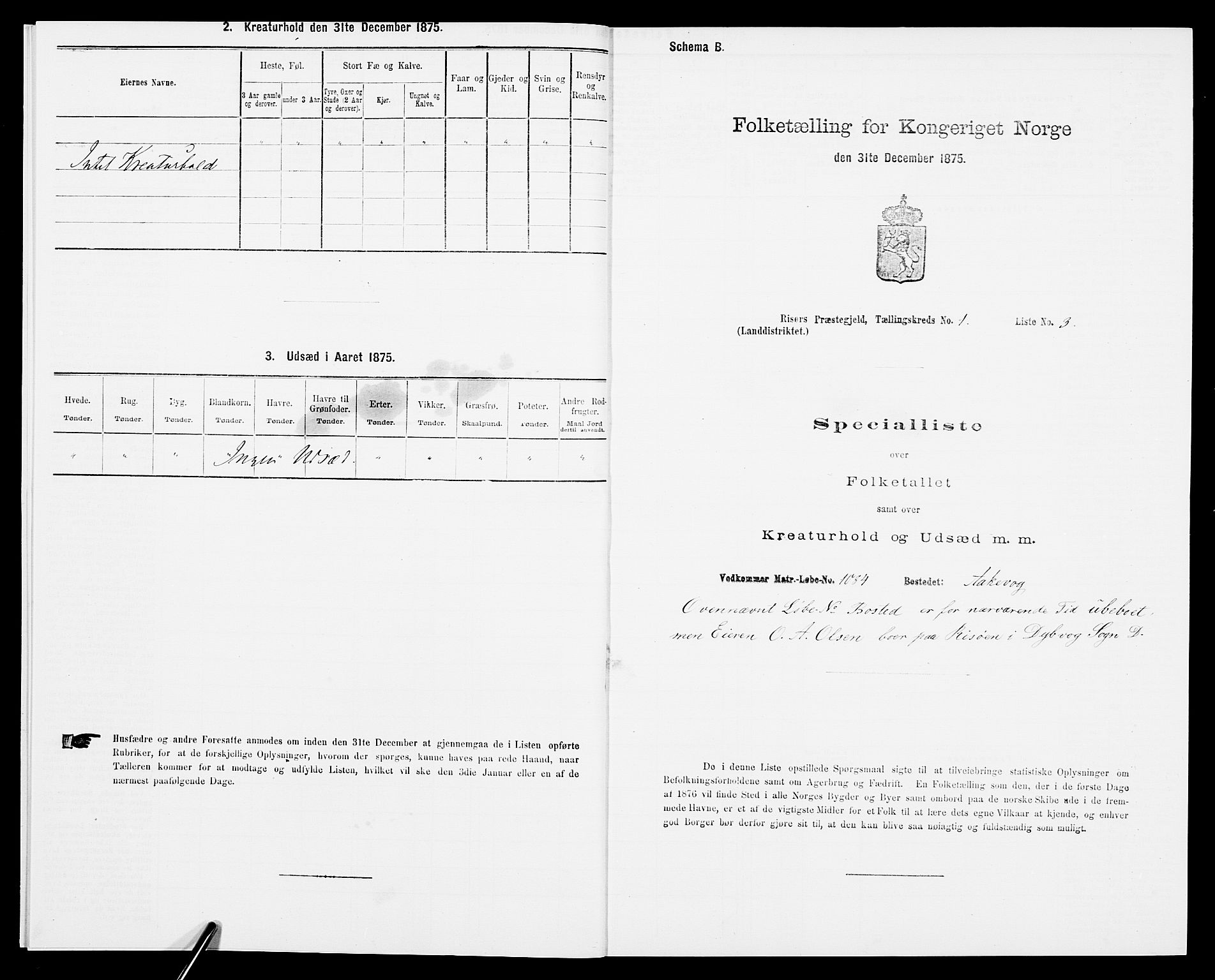 SAK, Folketelling 1875 for 0913L Risør prestegjeld, Søndeled sokn, 1875, s. 54