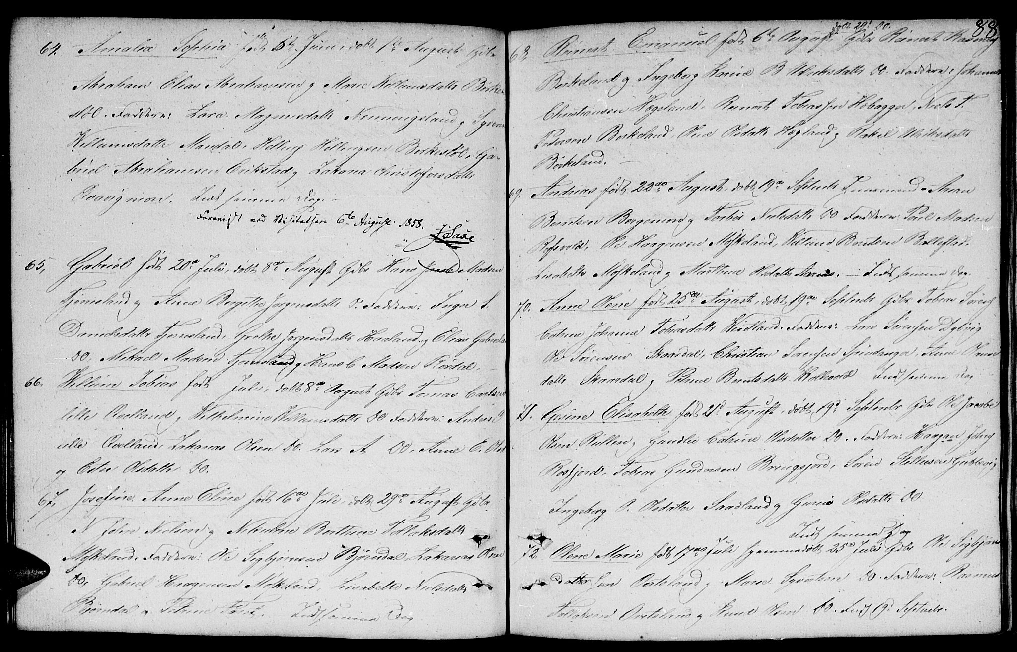 Lyngdal sokneprestkontor, AV/SAK-1111-0029/F/Fb/Fbc/L0002: Klokkerbok nr. B 2, 1849-1864, s. 88