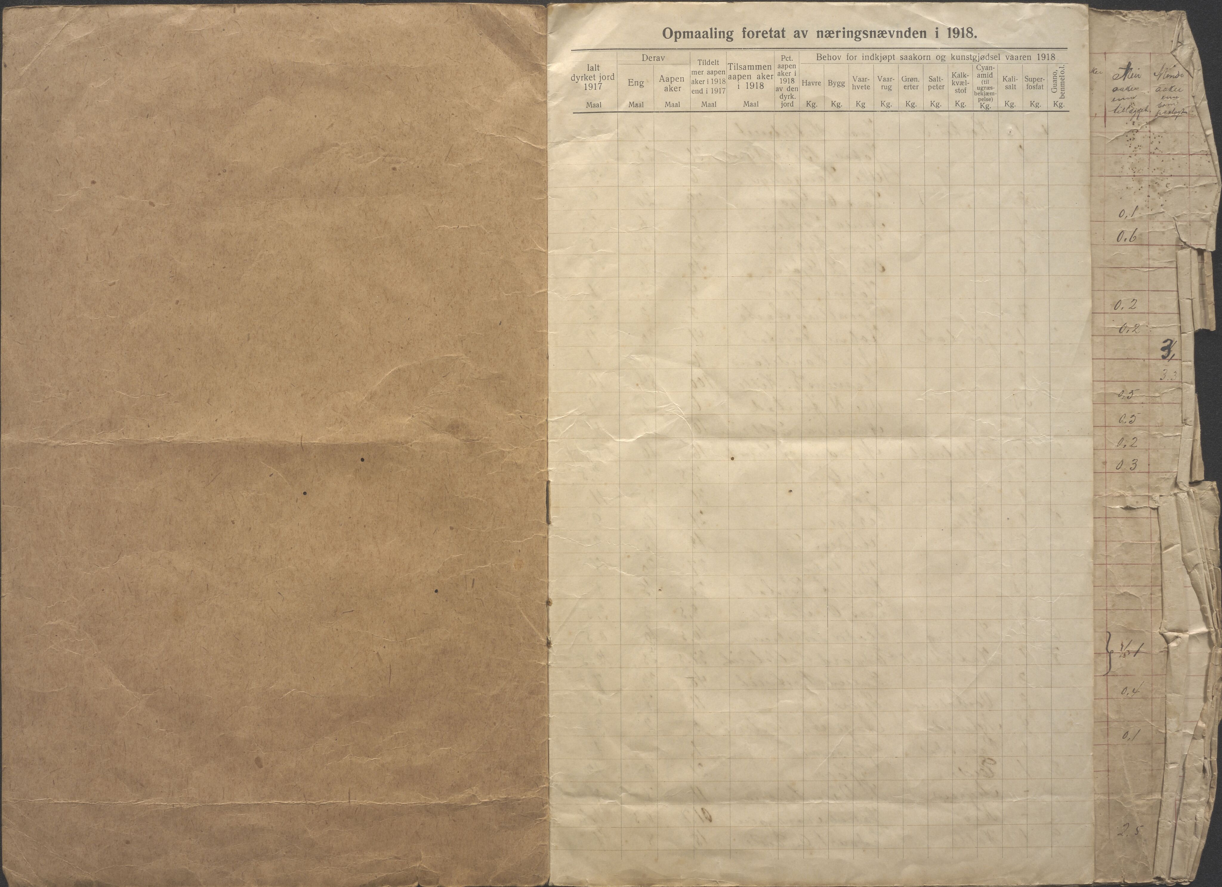 Sjernarøy kommune. Næringsnemnda, BYST/A-0912/D/L0001: Pålegg om arealøking, oppmåling, 1918