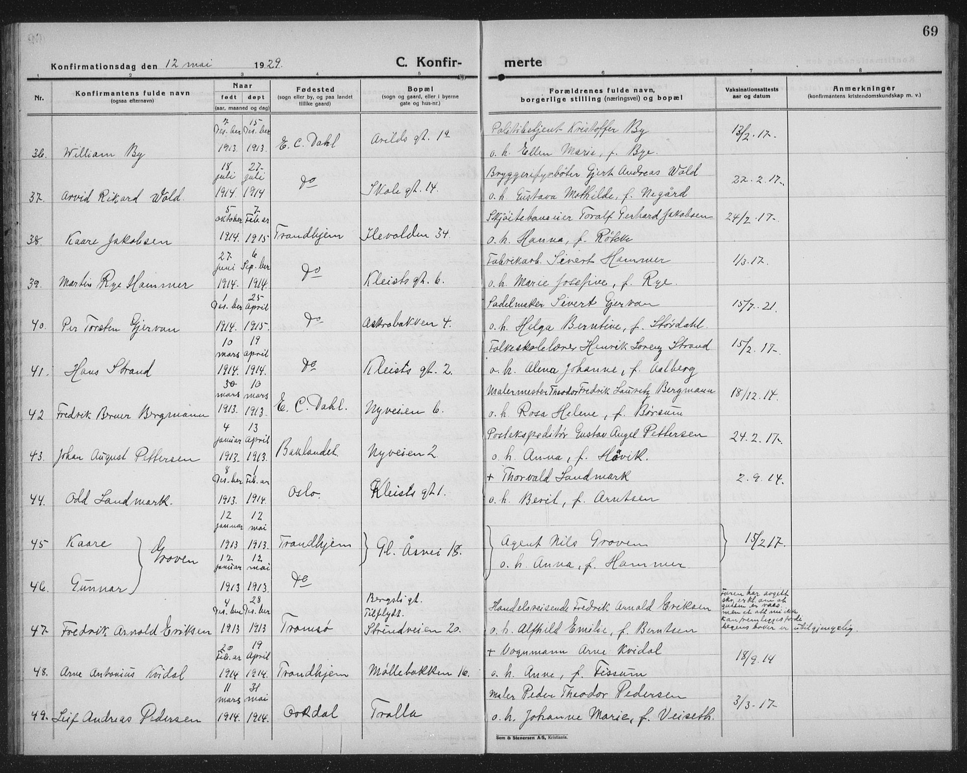 Ministerialprotokoller, klokkerbøker og fødselsregistre - Sør-Trøndelag, SAT/A-1456/603/L0175: Klokkerbok nr. 603C03, 1923-1941, s. 69