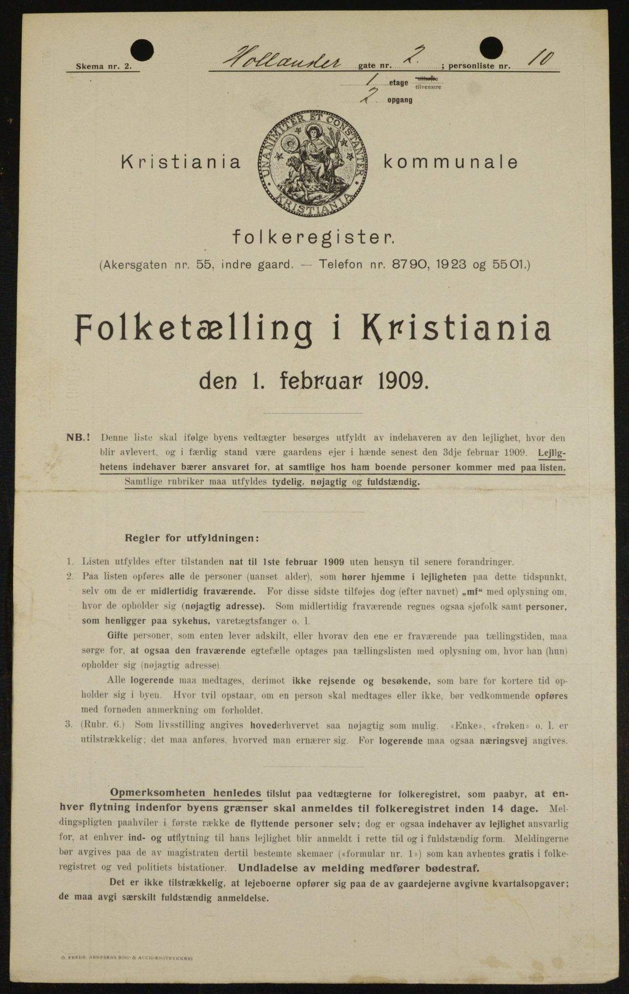 OBA, Kommunal folketelling 1.2.1909 for Kristiania kjøpstad, 1909, s. 36844