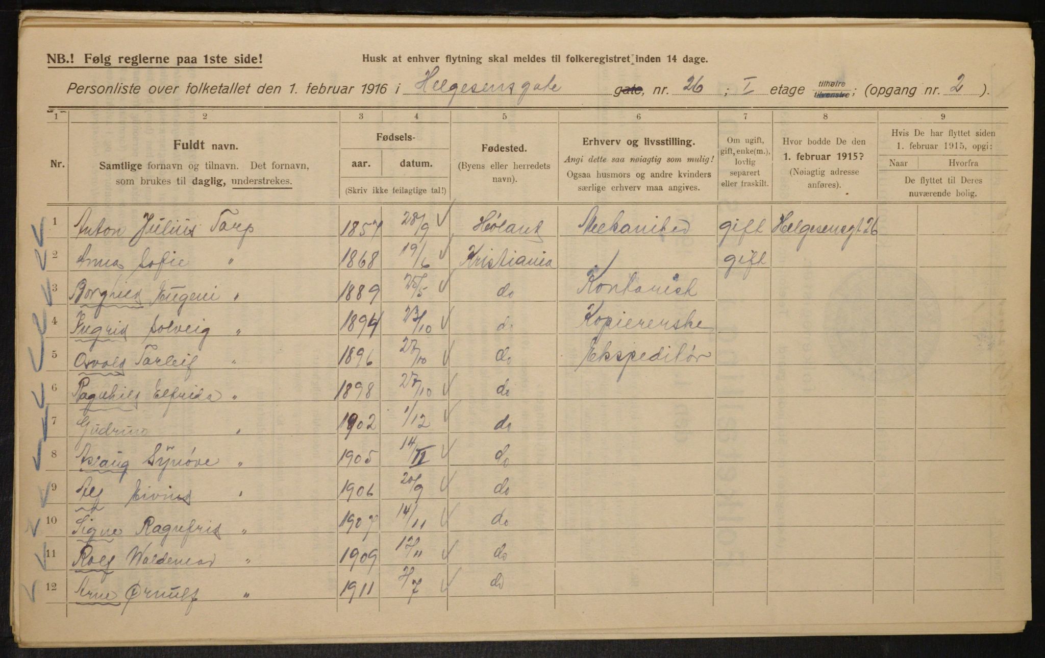 OBA, Kommunal folketelling 1.2.1916 for Kristiania, 1916, s. 38594