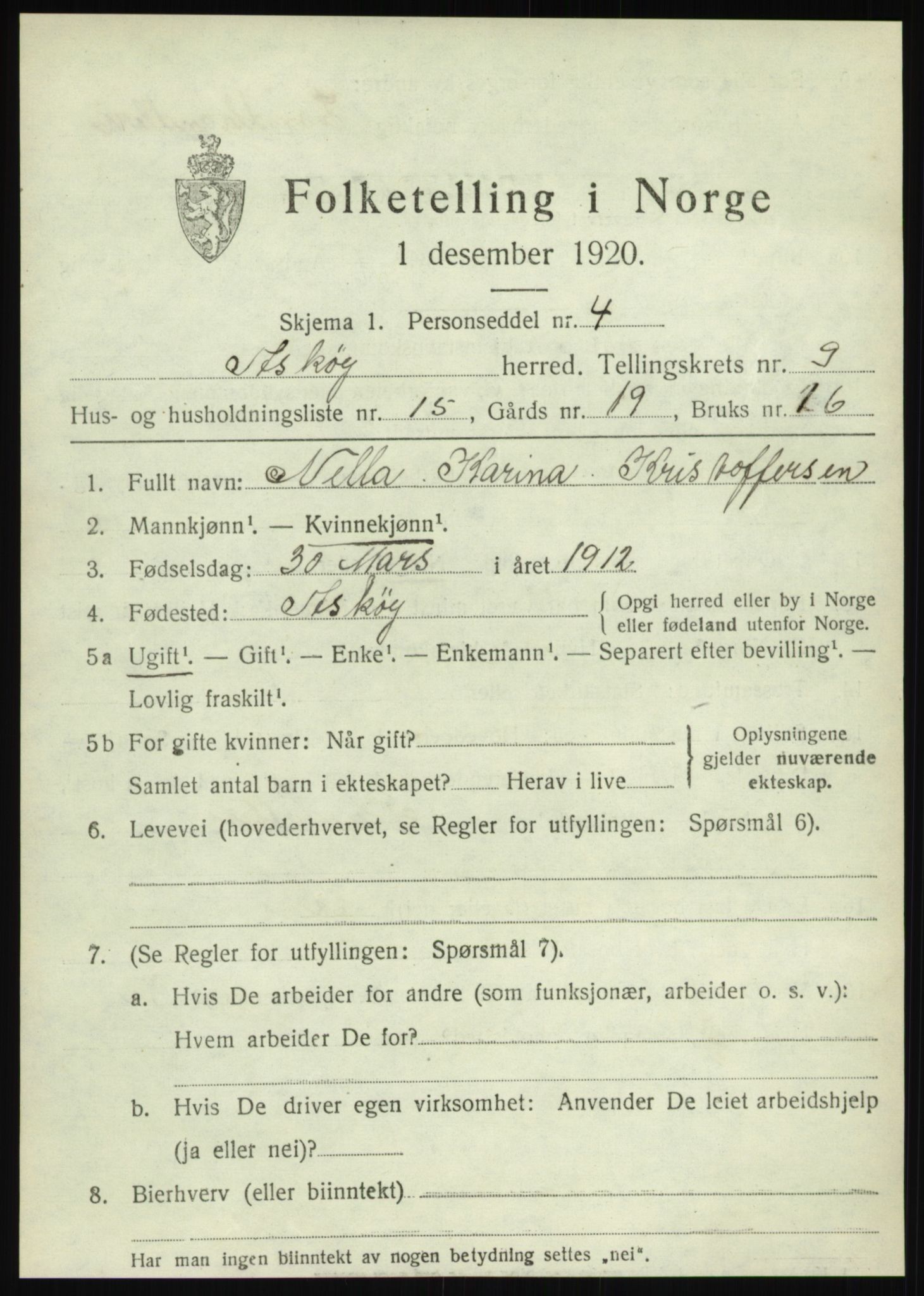 SAB, Folketelling 1920 for 1247 Askøy herred, 1920, s. 12416