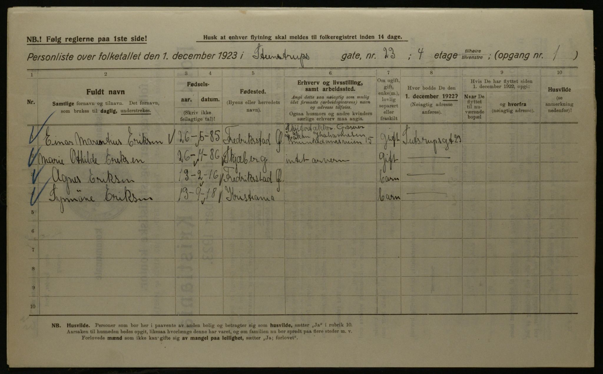 OBA, Kommunal folketelling 1.12.1923 for Kristiania, 1923, s. 112008