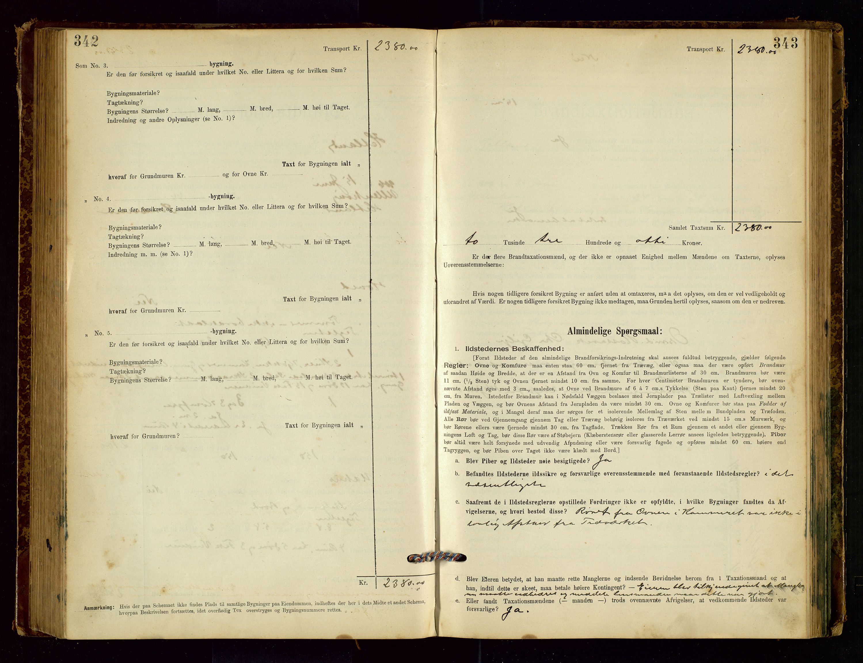 Hetland lensmannskontor, SAST/A-100101/Gob/L0001: "Brandtaxationsprotokol", 1895-1918, s. 342-343