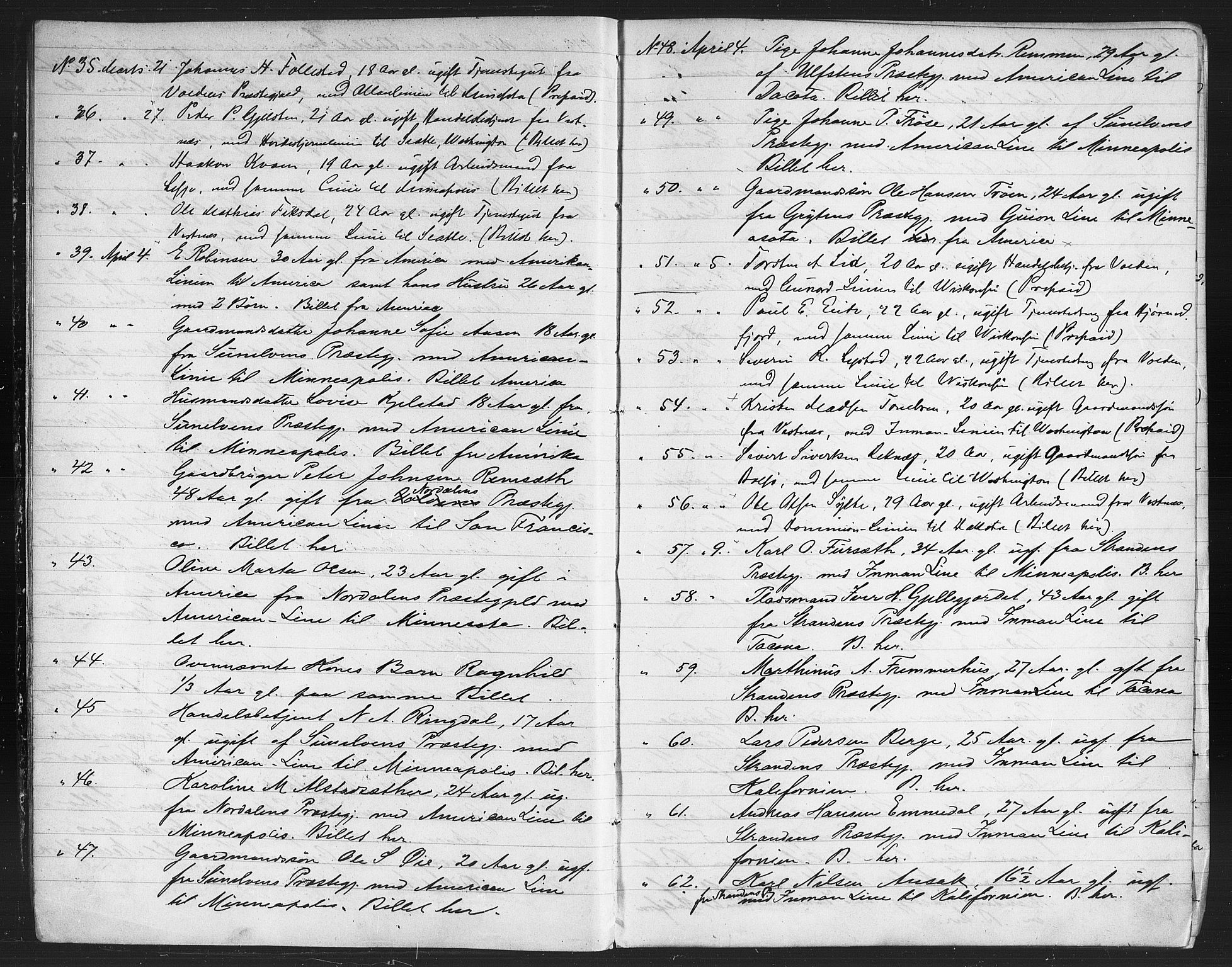 Sunnmøre politikammer, AV/SAT-A-1864/1/35/L0002: Emigrantprotokoll, 1888-1899