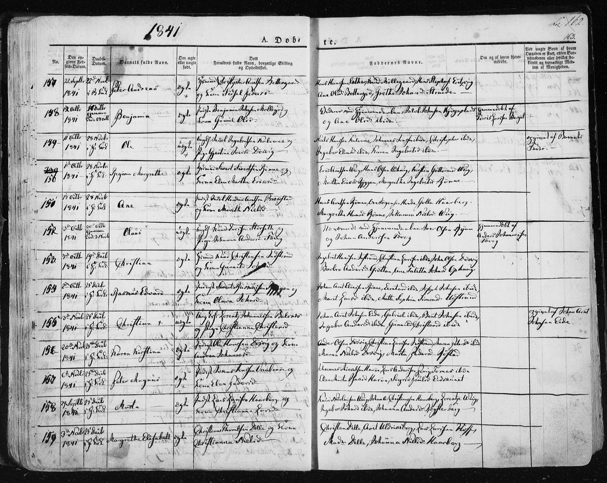 Ministerialprotokoller, klokkerbøker og fødselsregistre - Sør-Trøndelag, SAT/A-1456/659/L0735: Ministerialbok nr. 659A05, 1826-1841, s. 162