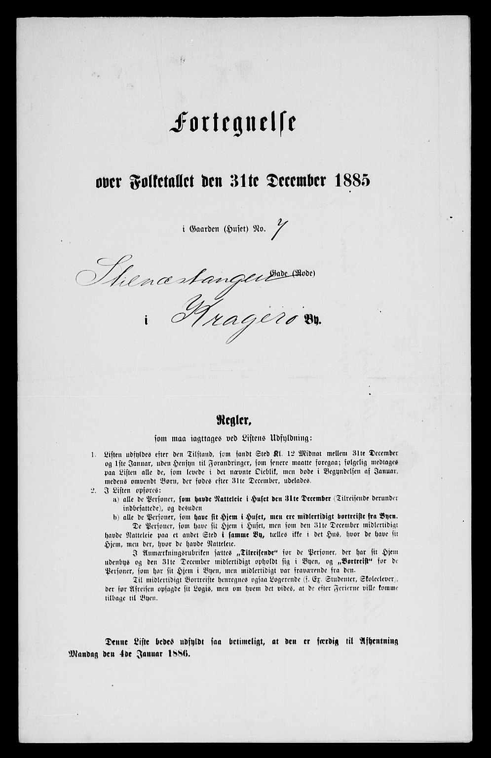 SAKO, Folketelling 1885 for 0801 Kragerø kjøpstad, 1885, s. 14