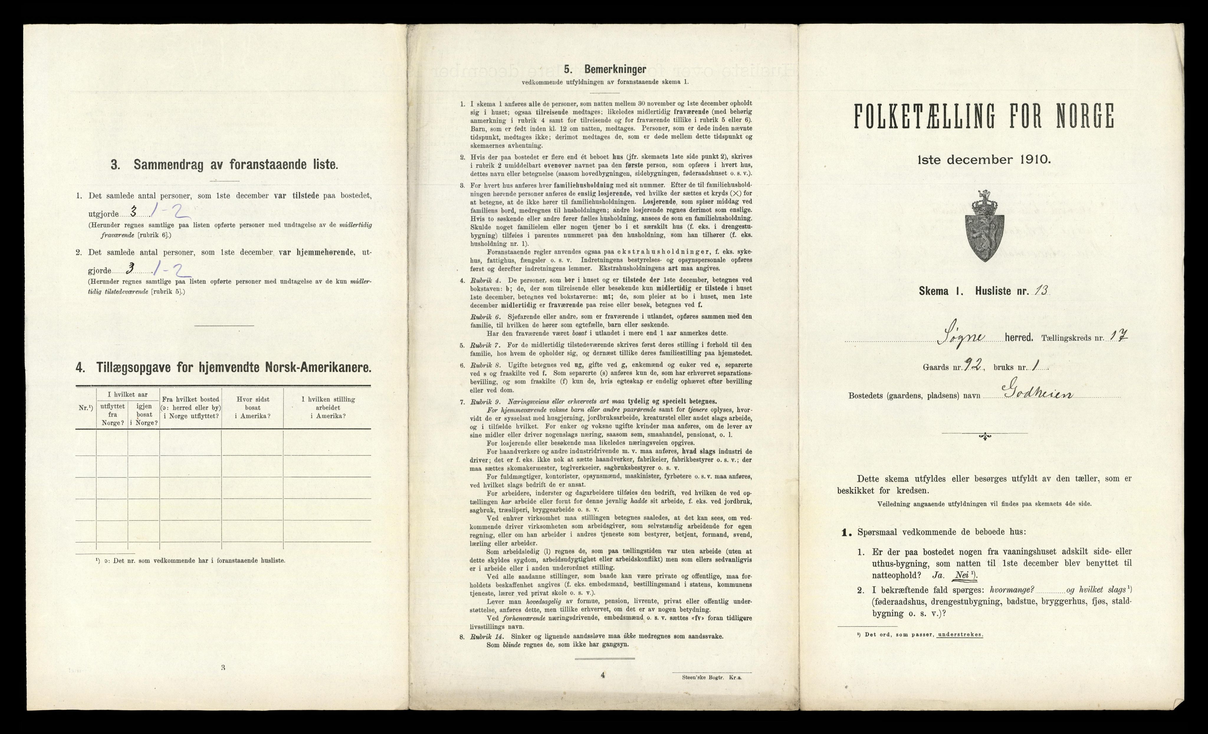 RA, Folketelling 1910 for 1018 Søgne herred, 1910, s. 1398