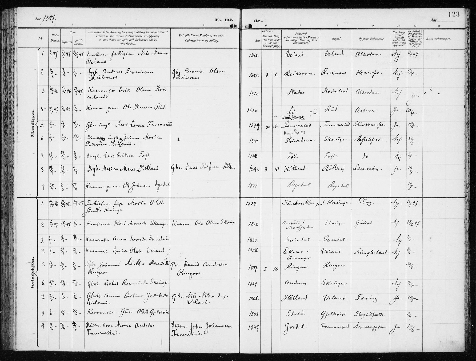 Lindås Sokneprestembete, AV/SAB-A-76701/H/Haa/Haaf/L0002: Ministerialbok nr. F  2, 1897-1909, s. 123