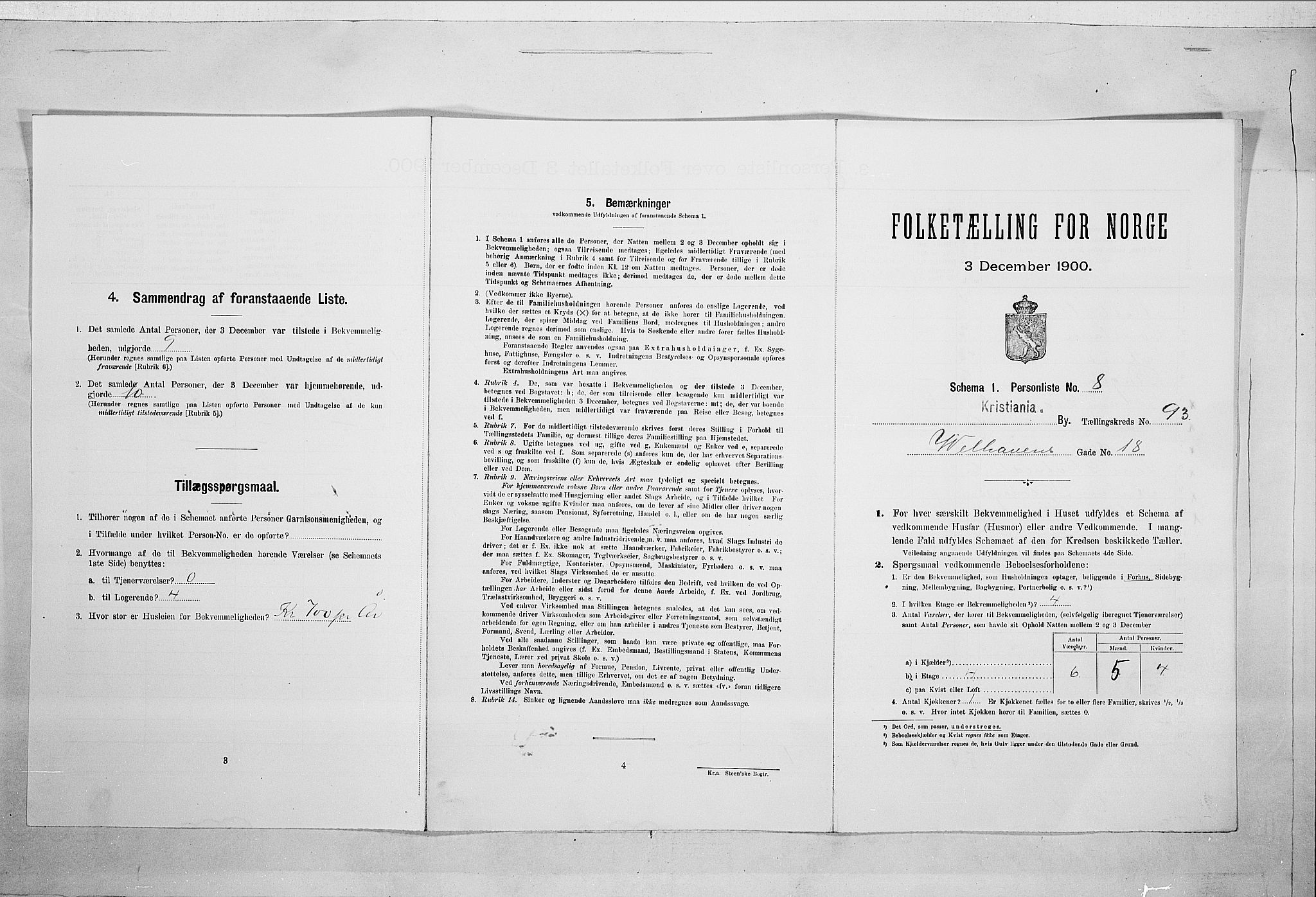 SAO, Folketelling 1900 for 0301 Kristiania kjøpstad, 1900, s. 111185