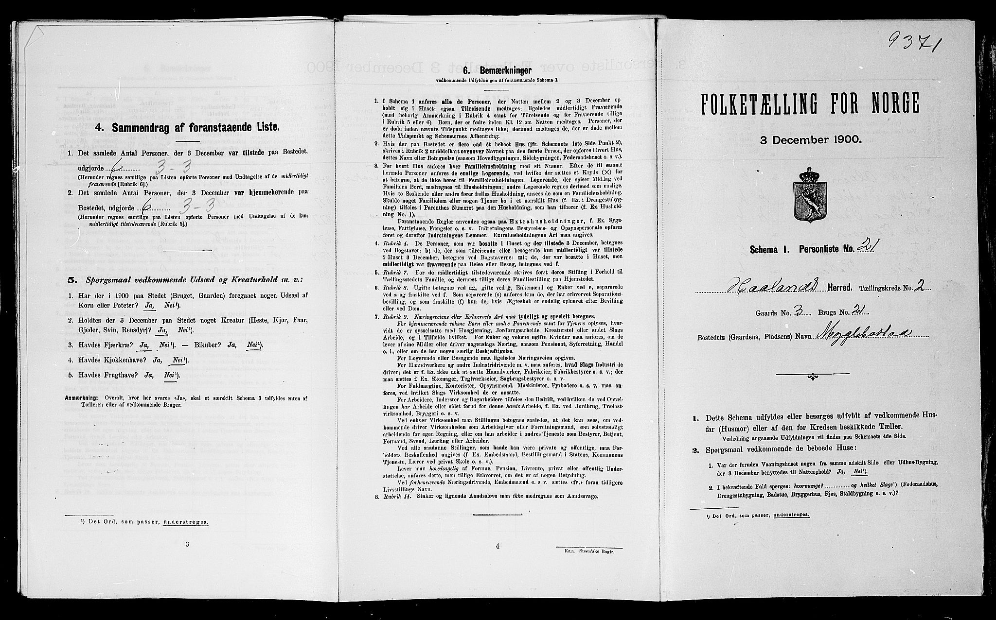 SAST, Folketelling 1900 for 1124 Haaland herred, 1900, s. 411