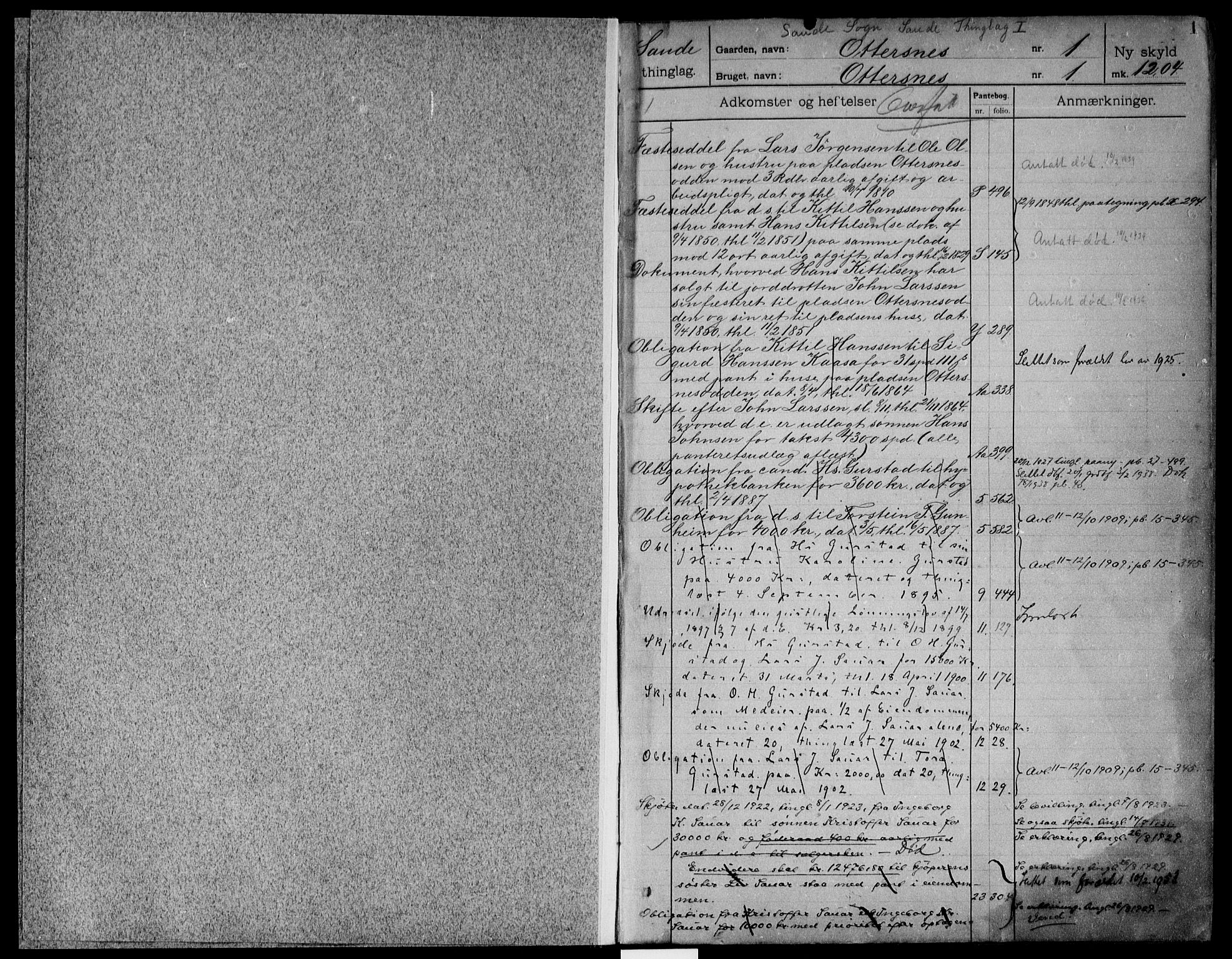 Nedre Telemark sorenskriveri, AV/SAKO-A-135/G/Gb/Gbf/L0001a: Panteregister nr. VI 1a, s. 0-1