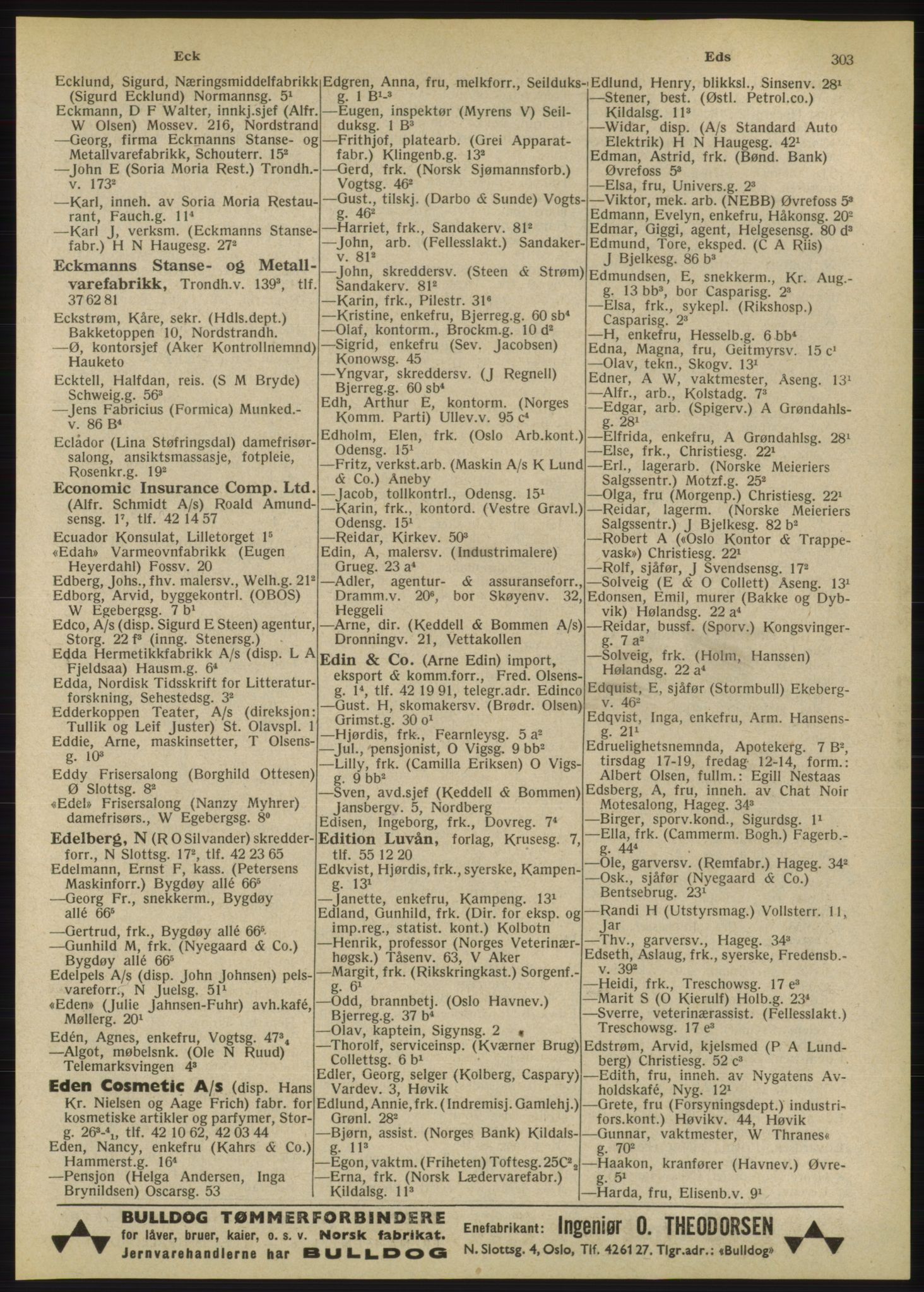 Kristiania/Oslo adressebok, PUBL/-, 1947, s. 303