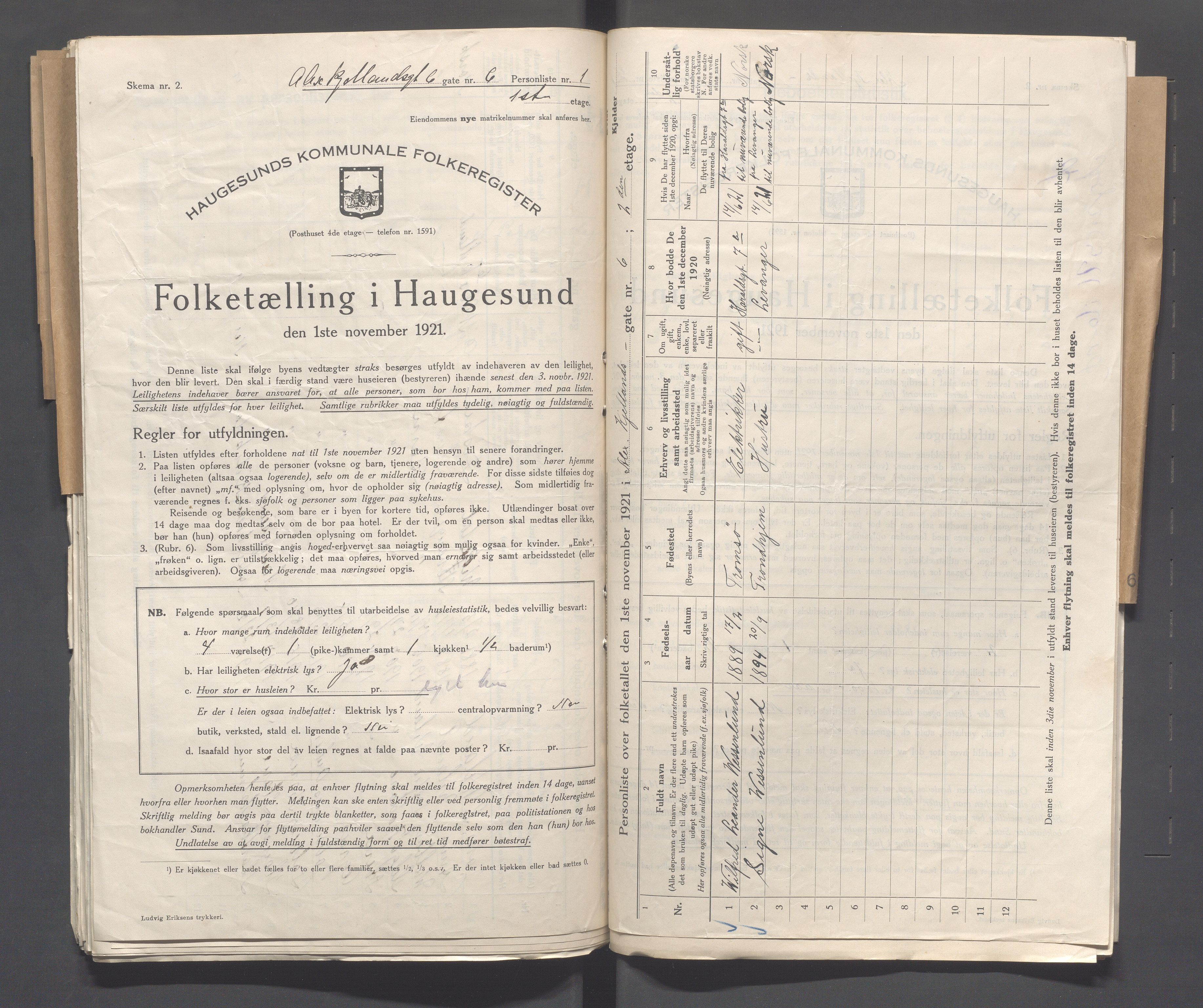 IKAR, Kommunal folketelling 1.11.1921 for Haugesund, 1921, s. 67