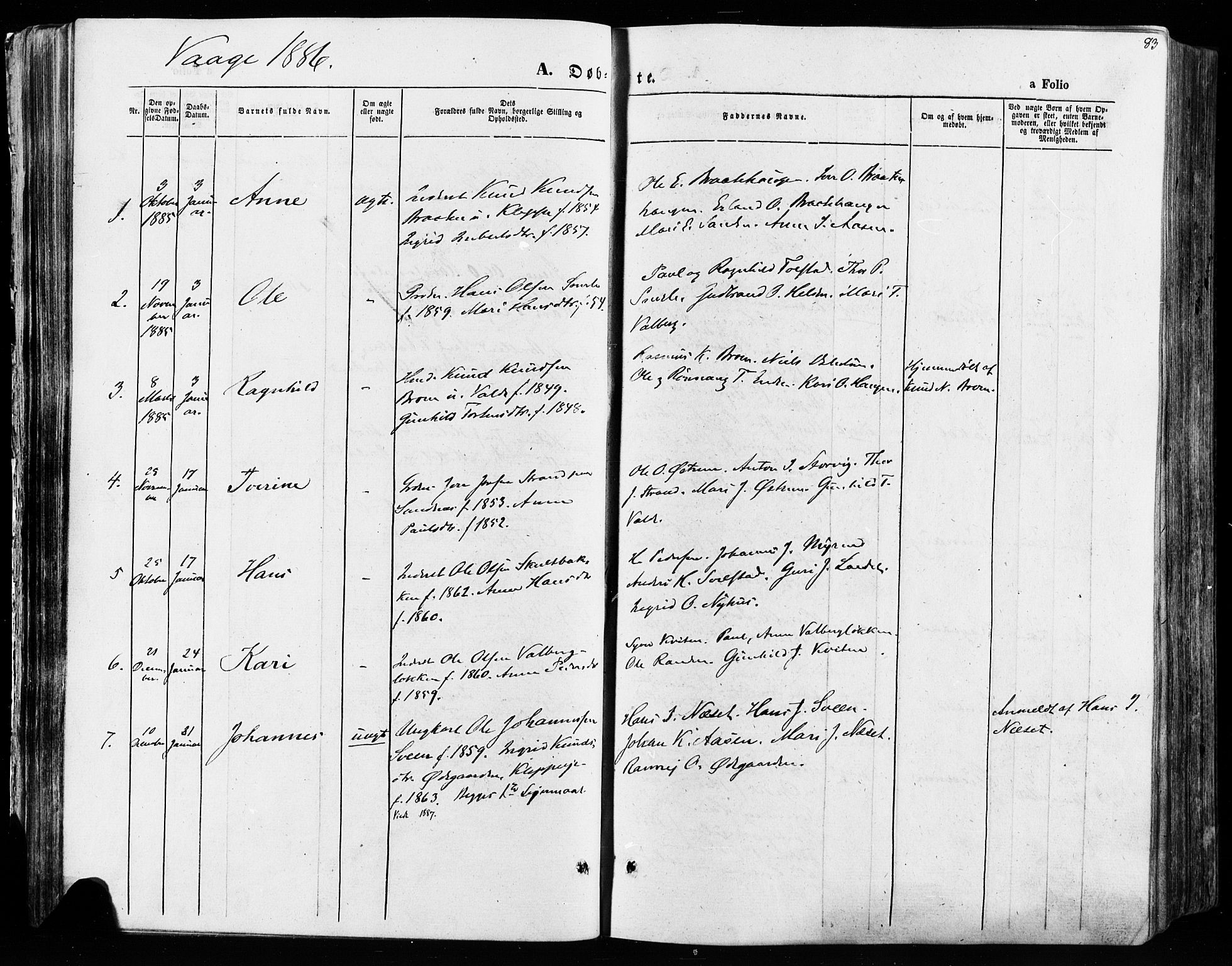 Vågå prestekontor, AV/SAH-PREST-076/H/Ha/Haa/L0007: Ministerialbok nr. 7 /1, 1872-1886, s. 83