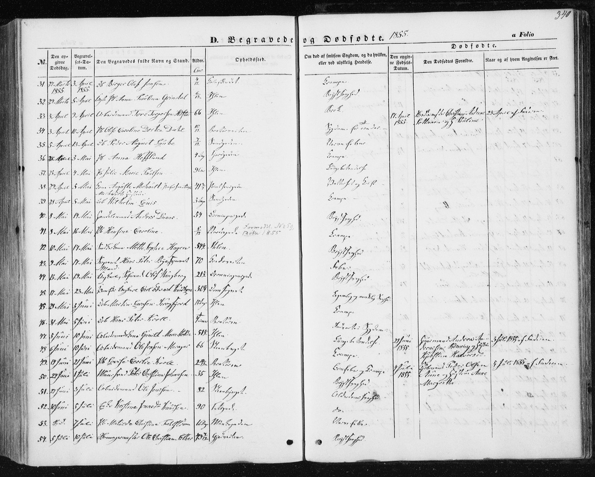 Ministerialprotokoller, klokkerbøker og fødselsregistre - Sør-Trøndelag, SAT/A-1456/602/L0112: Ministerialbok nr. 602A10, 1848-1859, s. 340