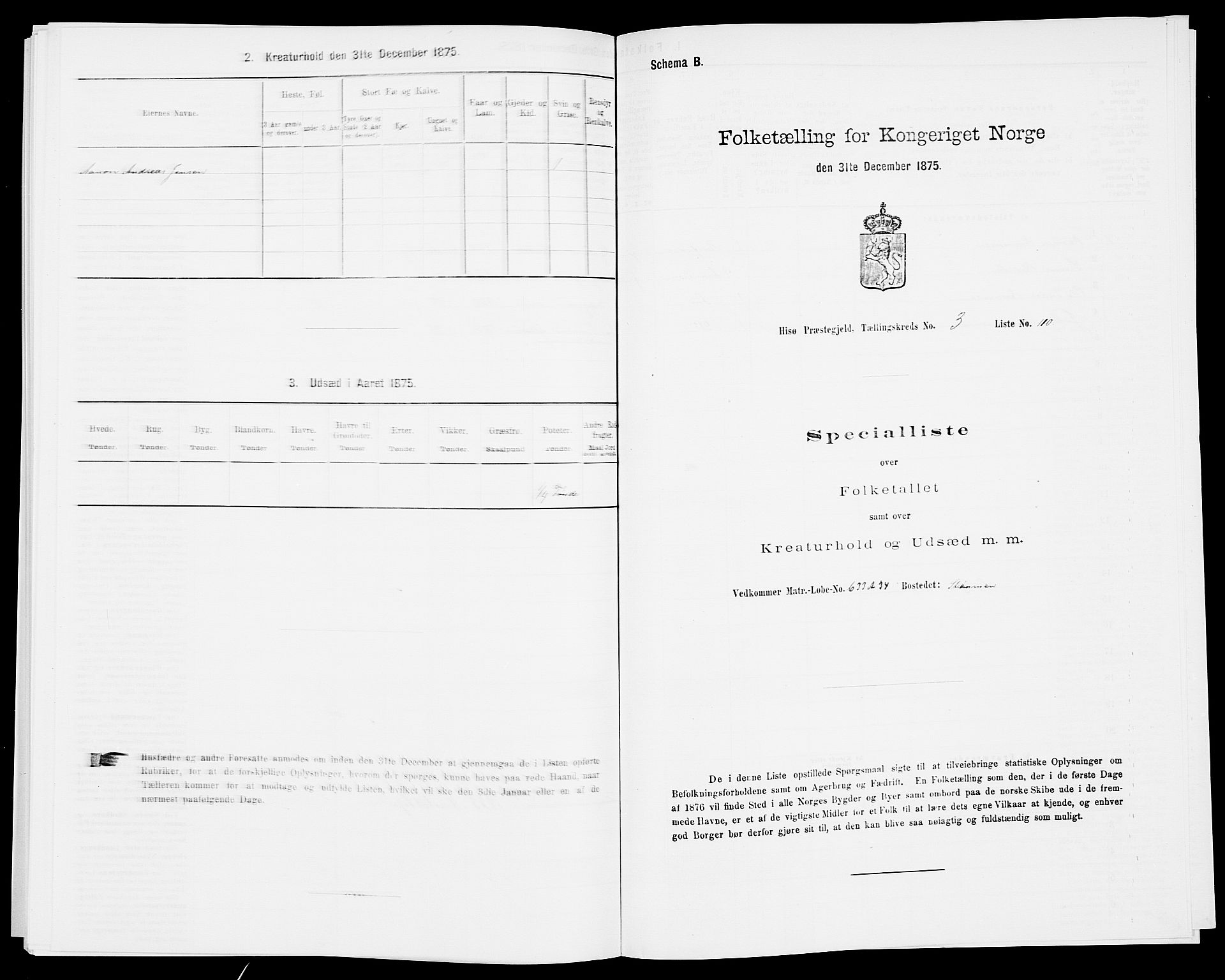 SAK, Folketelling 1875 for 0922P Hisøy prestegjeld, 1875, s. 712