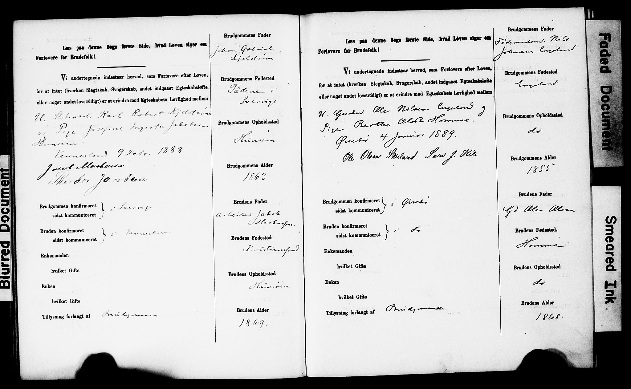 Vennesla sokneprestkontor, SAK/1111-0045/J/L0032/0003: Lysningsprotokoll nr. II 5 1, 1886-1892, s. 34