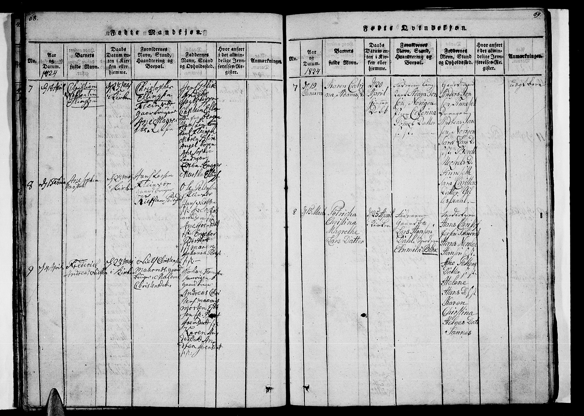 Ministerialprotokoller, klokkerbøker og fødselsregistre - Nordland, AV/SAT-A-1459/805/L0105: Klokkerbok nr. 805C01, 1820-1839, s. 68-69