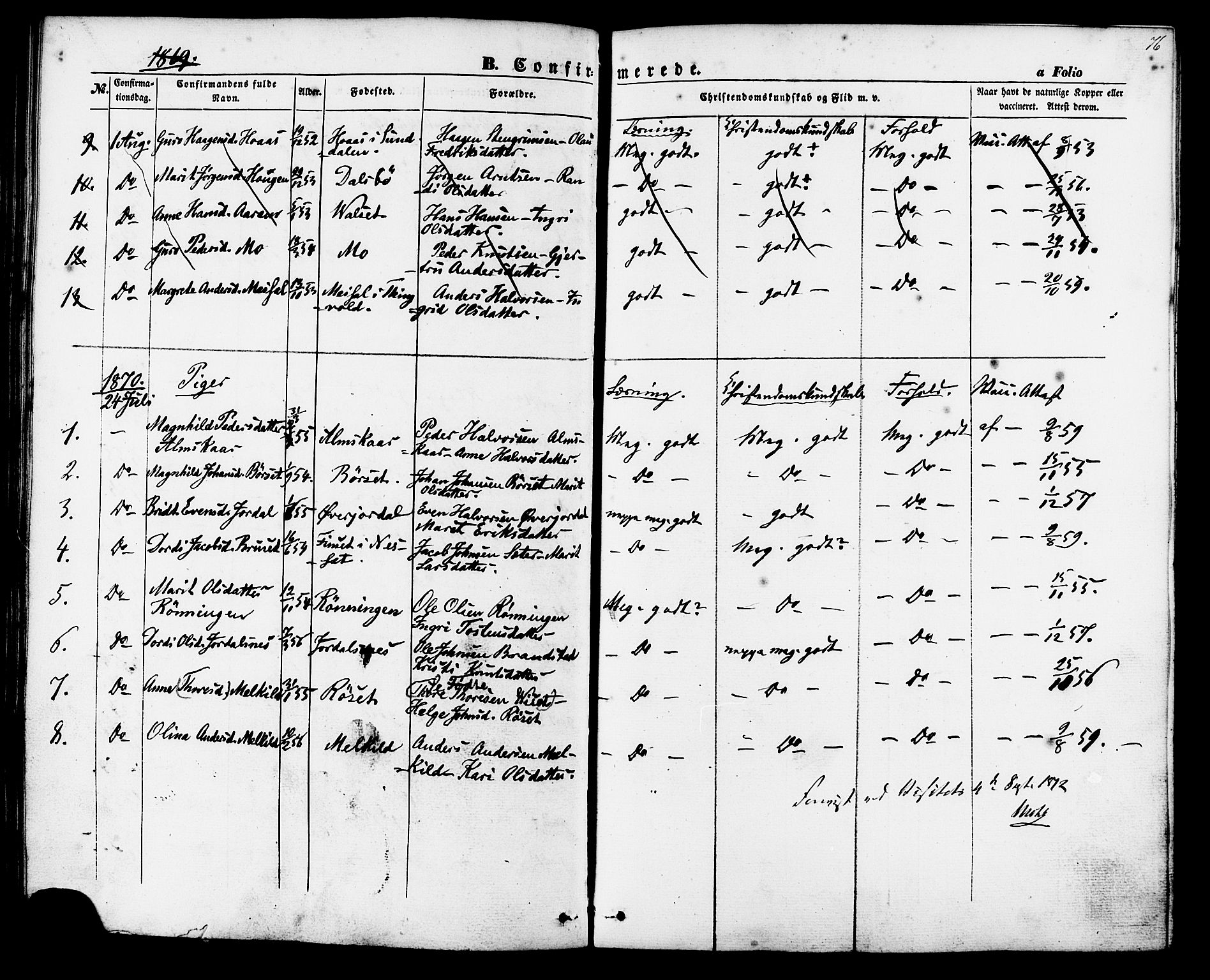 Ministerialprotokoller, klokkerbøker og fødselsregistre - Møre og Romsdal, AV/SAT-A-1454/588/L1004: Ministerialbok nr. 588A01, 1854-1870, s. 76