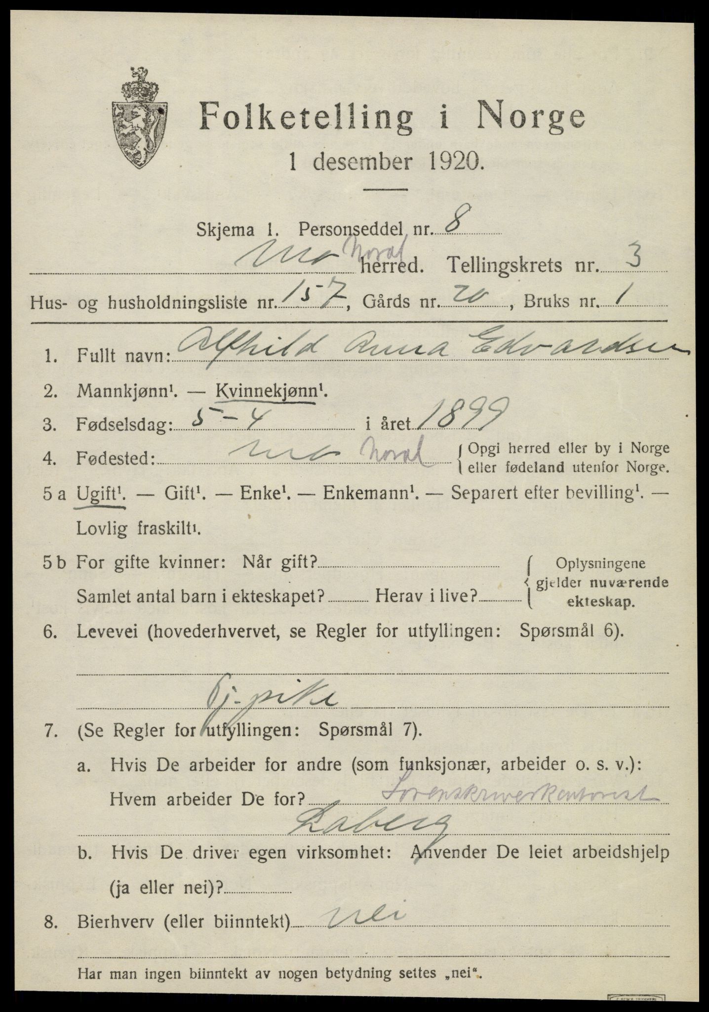 SAT, Folketelling 1920 for 1833 Mo herred, 1920, s. 4967