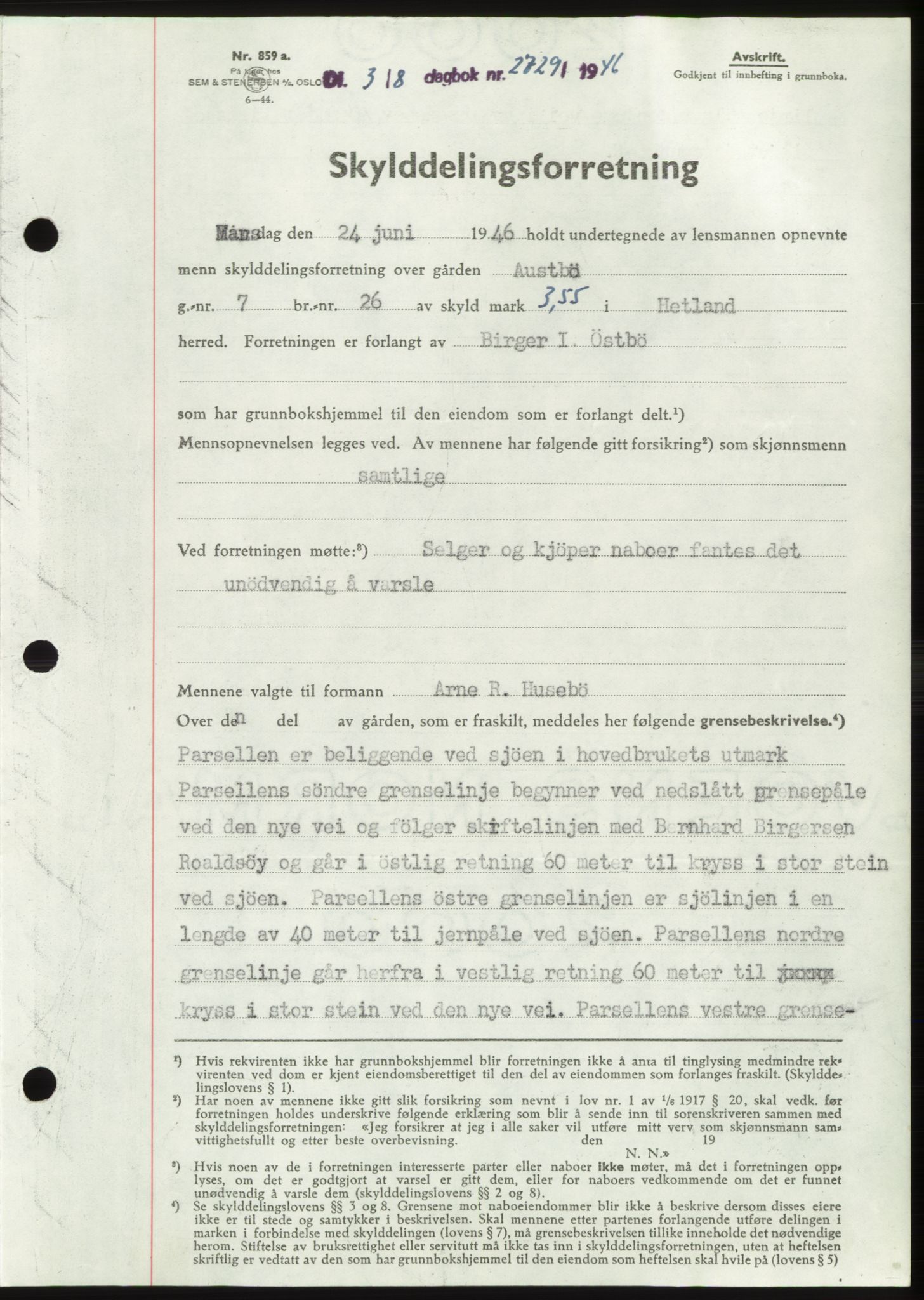 Jæren sorenskriveri, SAST/A-100310/03/G/Gba/L0091: Pantebok, 1946-1946, Dagboknr: 2729/1946