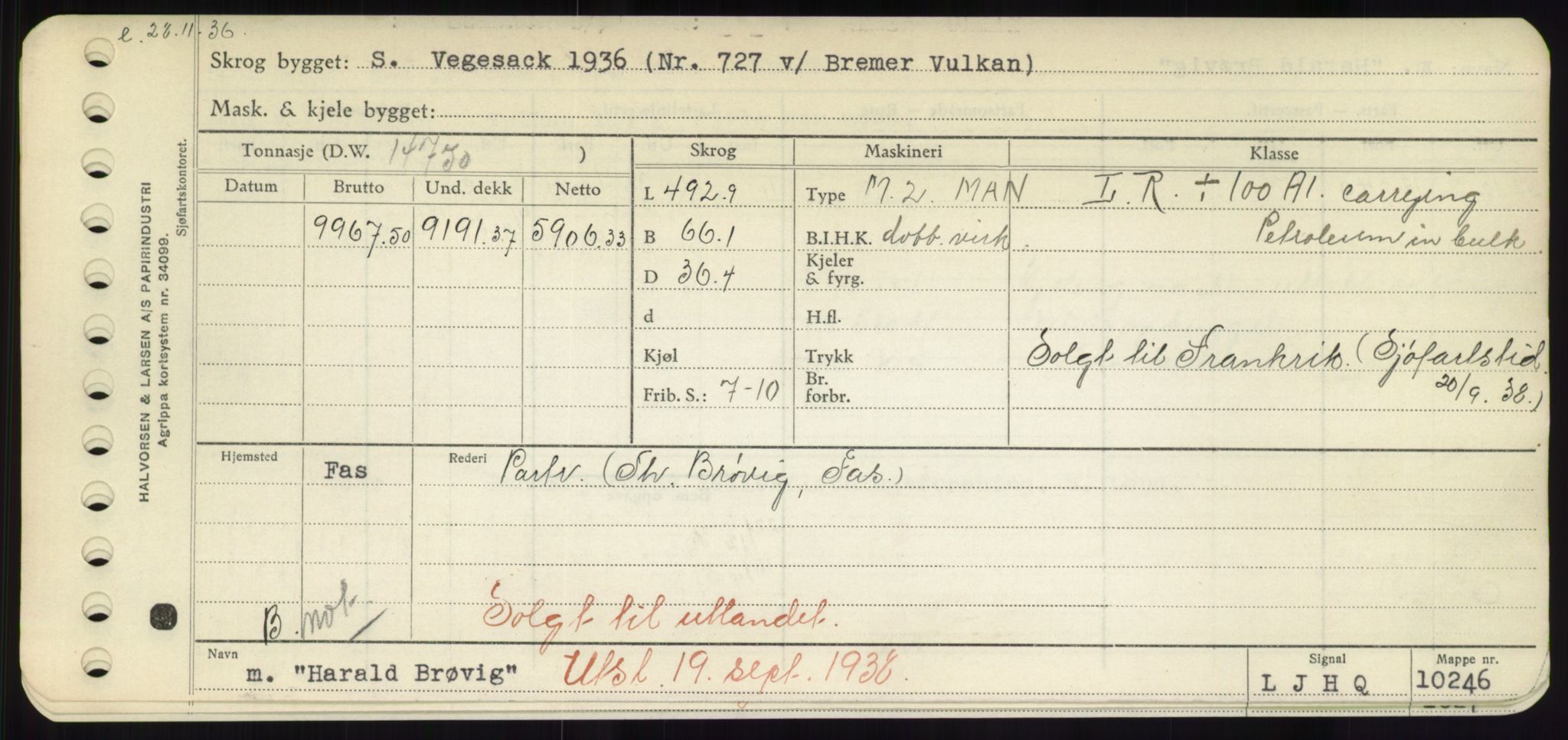 Sjøfartsdirektoratet med forløpere, Skipsmålingen, RA/S-1627/H/Hd/L0014: Fartøy, H-Havl, s. 285