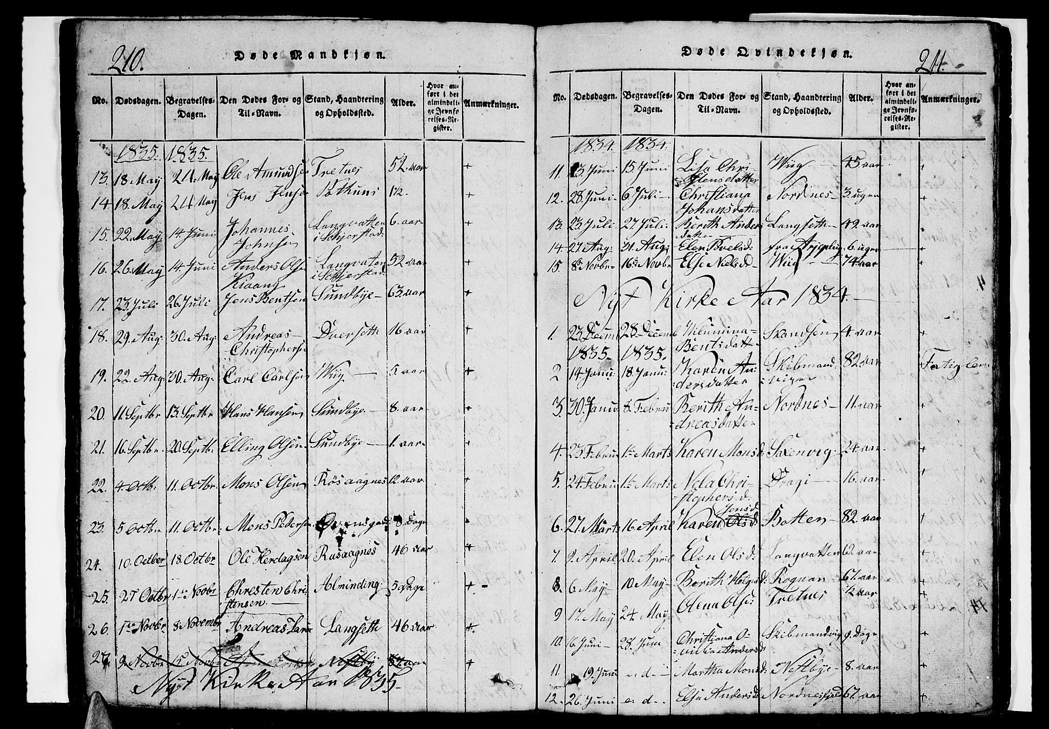 Ministerialprotokoller, klokkerbøker og fødselsregistre - Nordland, AV/SAT-A-1459/847/L0676: Klokkerbok nr. 847C04, 1821-1853, s. 210-211