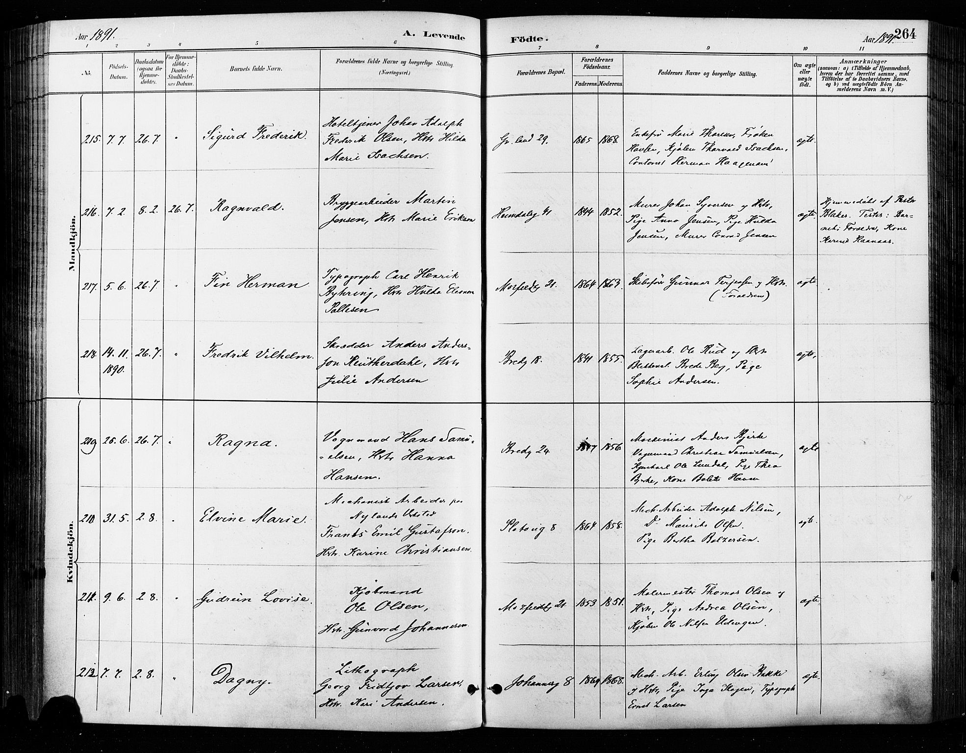 Grønland prestekontor Kirkebøker, SAO/A-10848/F/Fa/L0009: Ministerialbok nr. 9, 1888-1893, s. 264