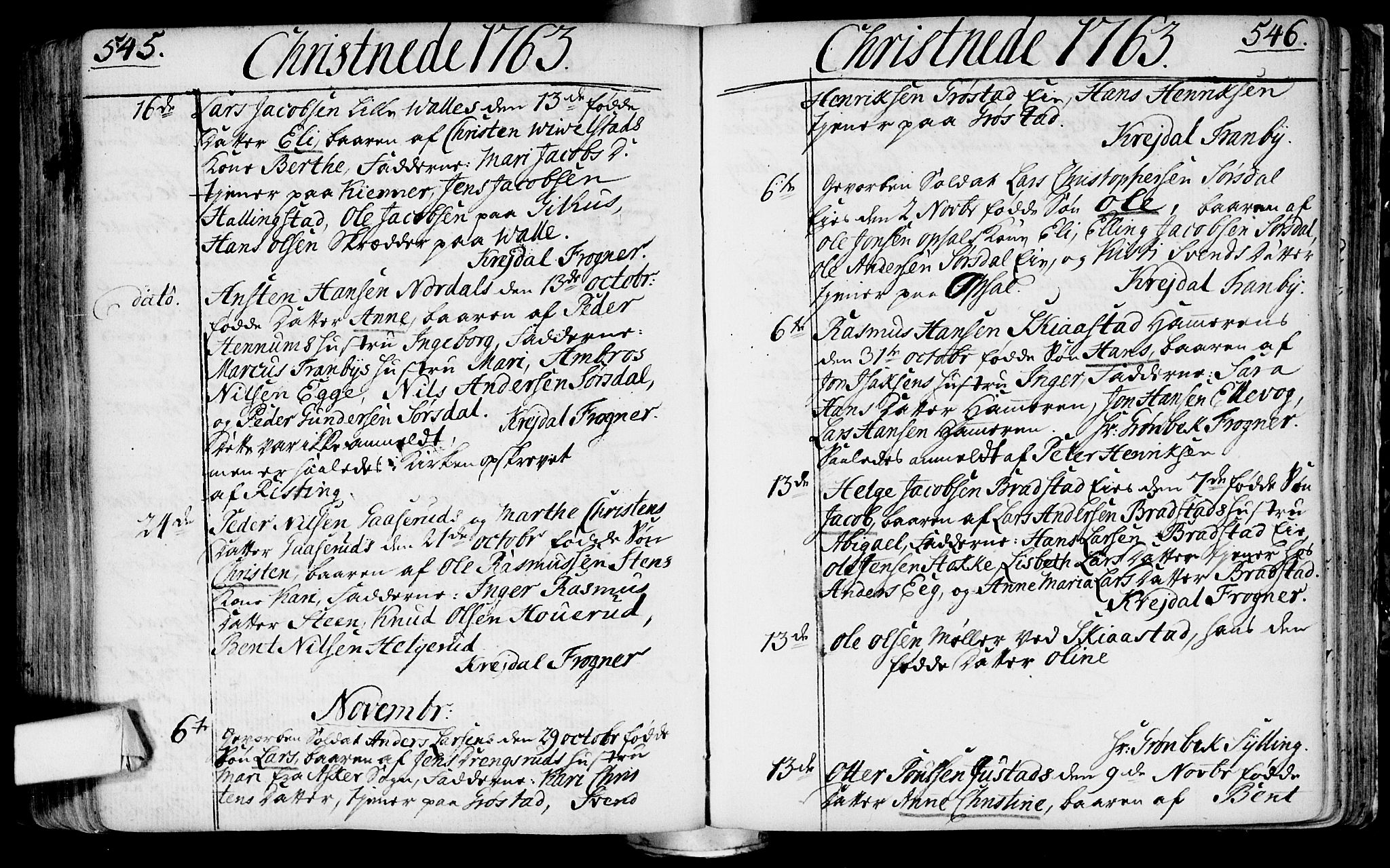 Lier kirkebøker, AV/SAKO-A-230/F/Fa/L0004: Ministerialbok nr. I 4, 1749-1764, s. 545-546