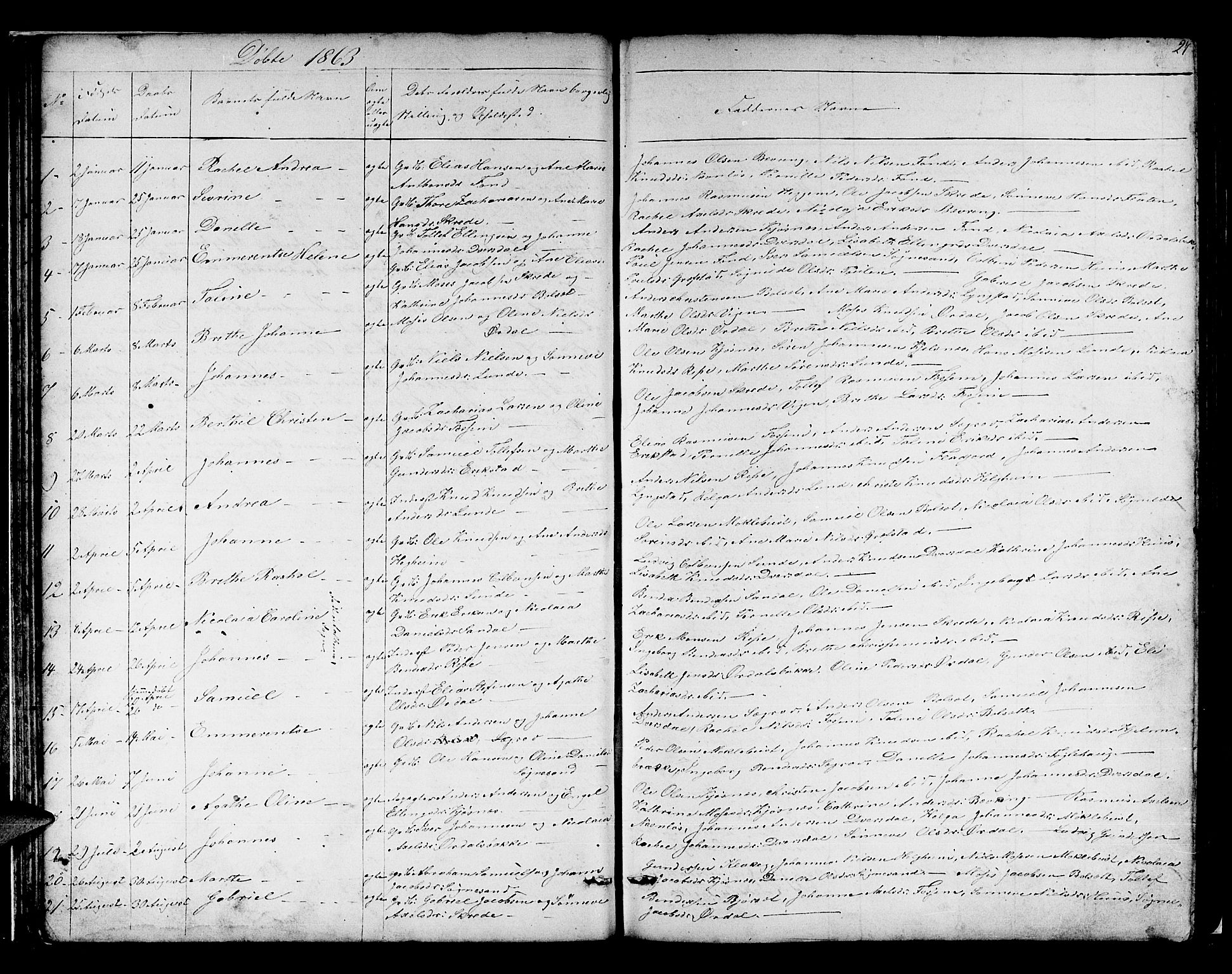 Jølster sokneprestembete, AV/SAB-A-80701/H/Hab/Habb/L0001: Klokkerbok nr. B 1, 1853-1887, s. 27