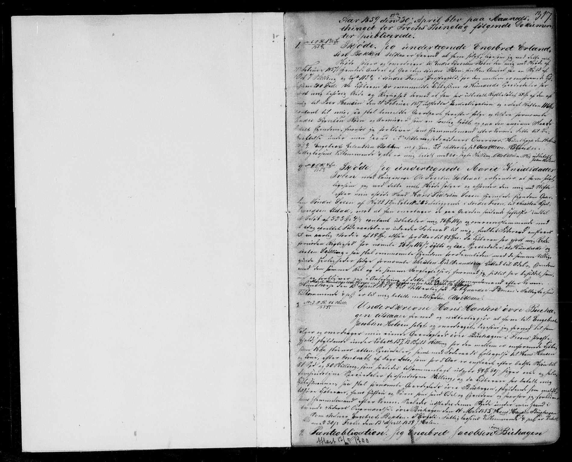 Mellom-Gudbrandsdal sorenskriveri, SAH/TING-038/H/Hb/L0003/0002: Pantebok nr. 3b, 1859-1862, s. 317