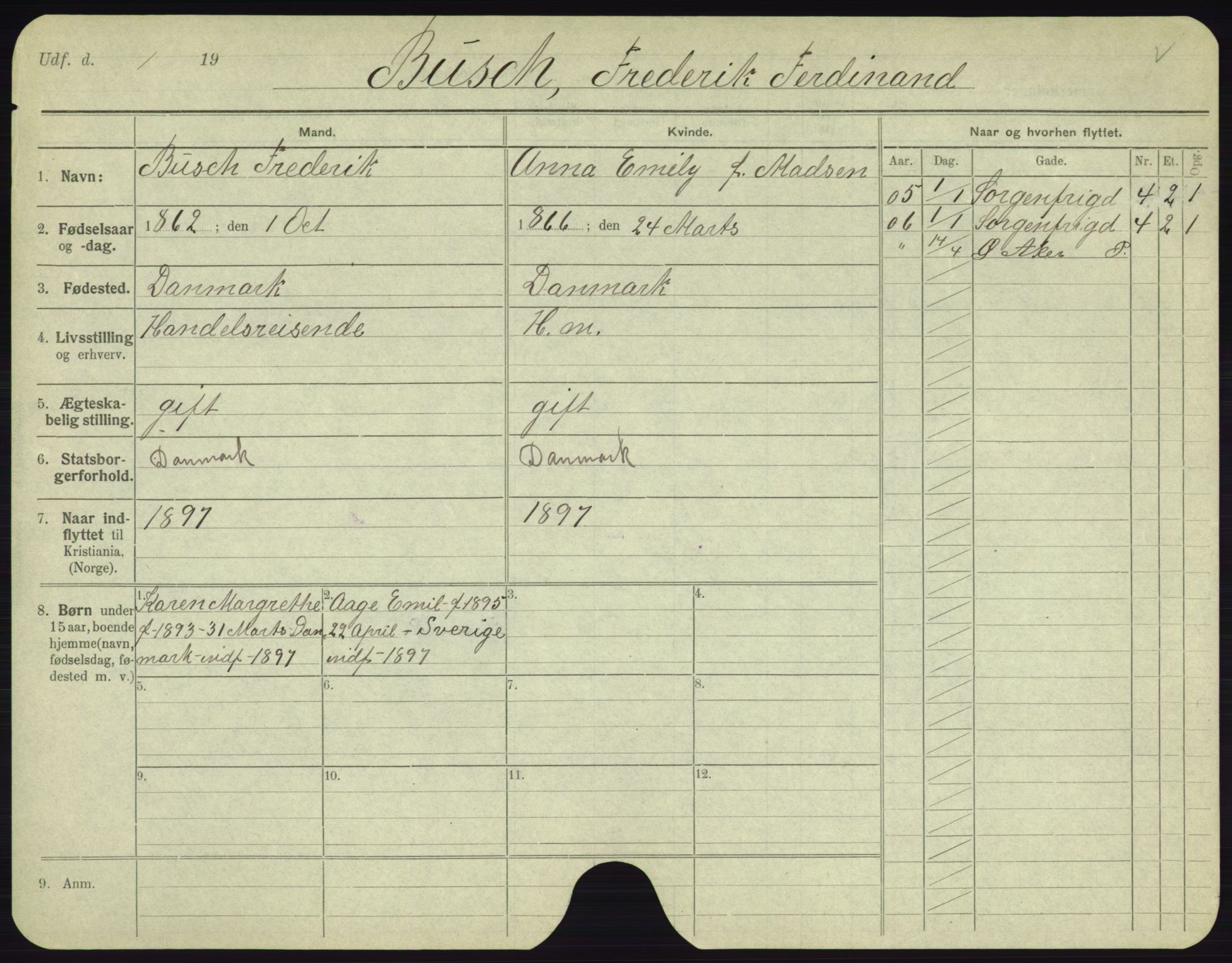 Oslo folkeregister, Registerkort, AV/SAO-A-11715/F/Fa/Fac/L0002: Menn, 1906-1914, s. 400a