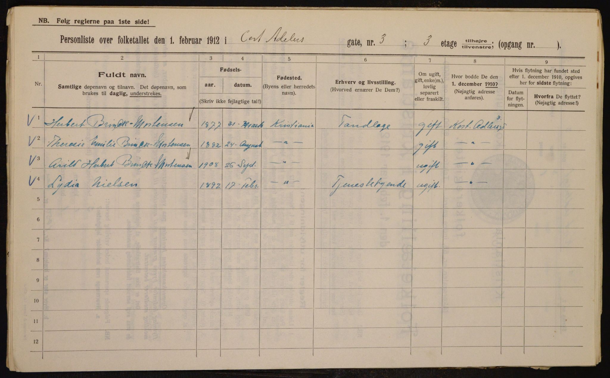 OBA, Kommunal folketelling 1.2.1912 for Kristiania, 1912, s. 13523