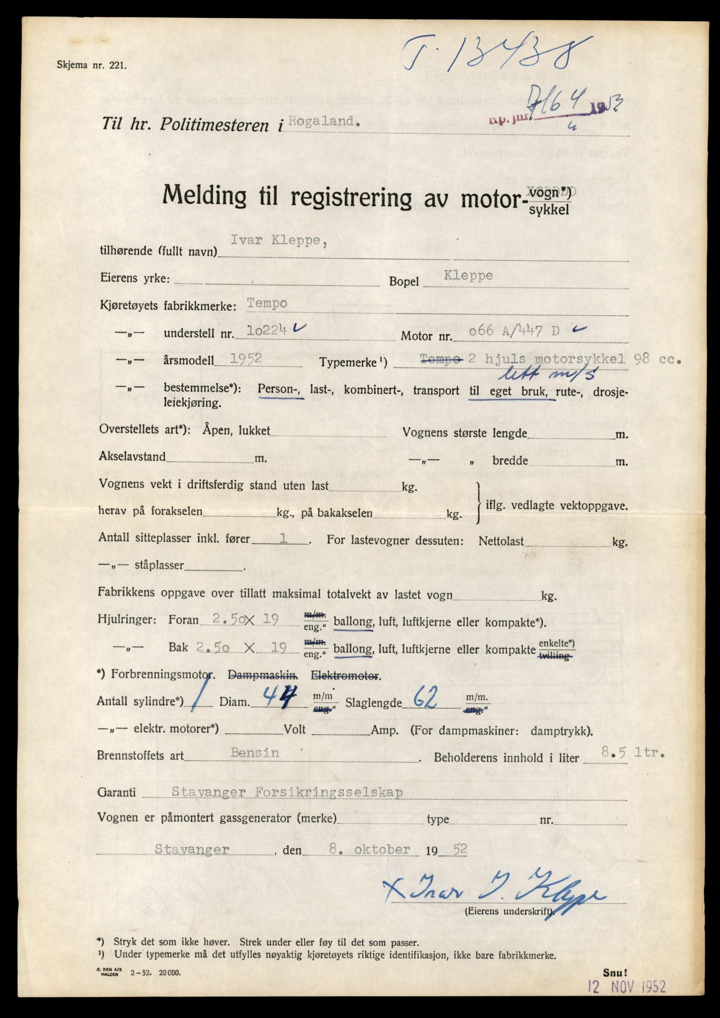 Møre og Romsdal vegkontor - Ålesund trafikkstasjon, AV/SAT-A-4099/F/Fe/L0039: Registreringskort for kjøretøy T 13361 - T 13530, 1927-1998, s. 1315