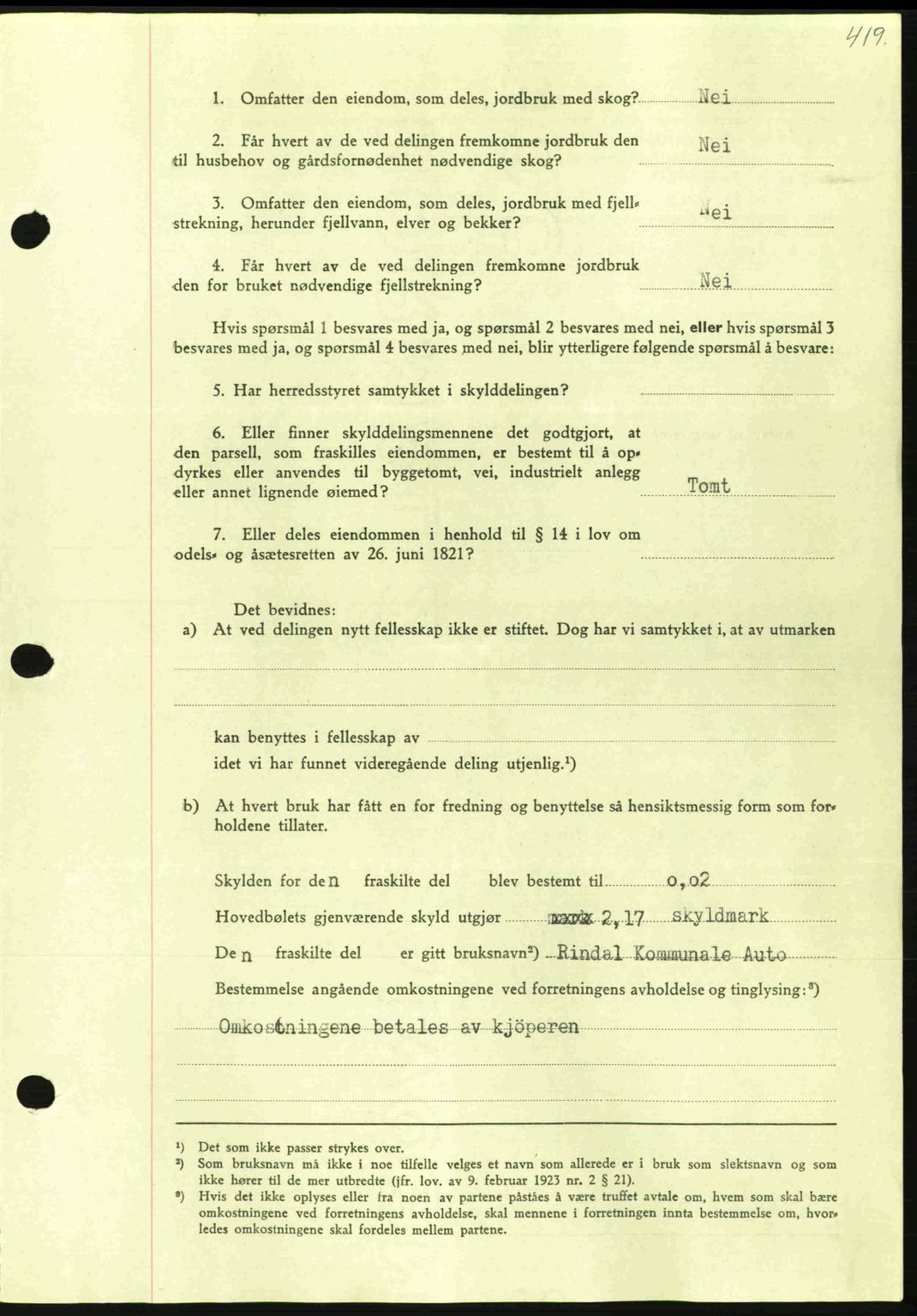 Nordmøre sorenskriveri, AV/SAT-A-4132/1/2/2Ca: Pantebok nr. A100a, 1945-1945, Dagboknr: 1569/1945