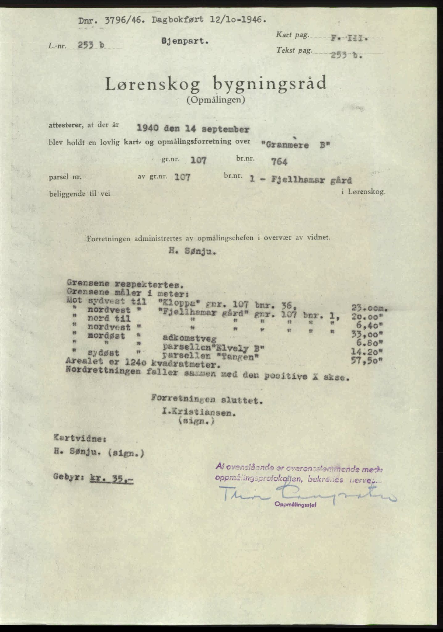 Nedre Romerike sorenskriveri, AV/SAO-A-10469/G/Gb/Gbd/L0017: Pantebok nr. 17, 1946-1946, Dagboknr: 3796/1946