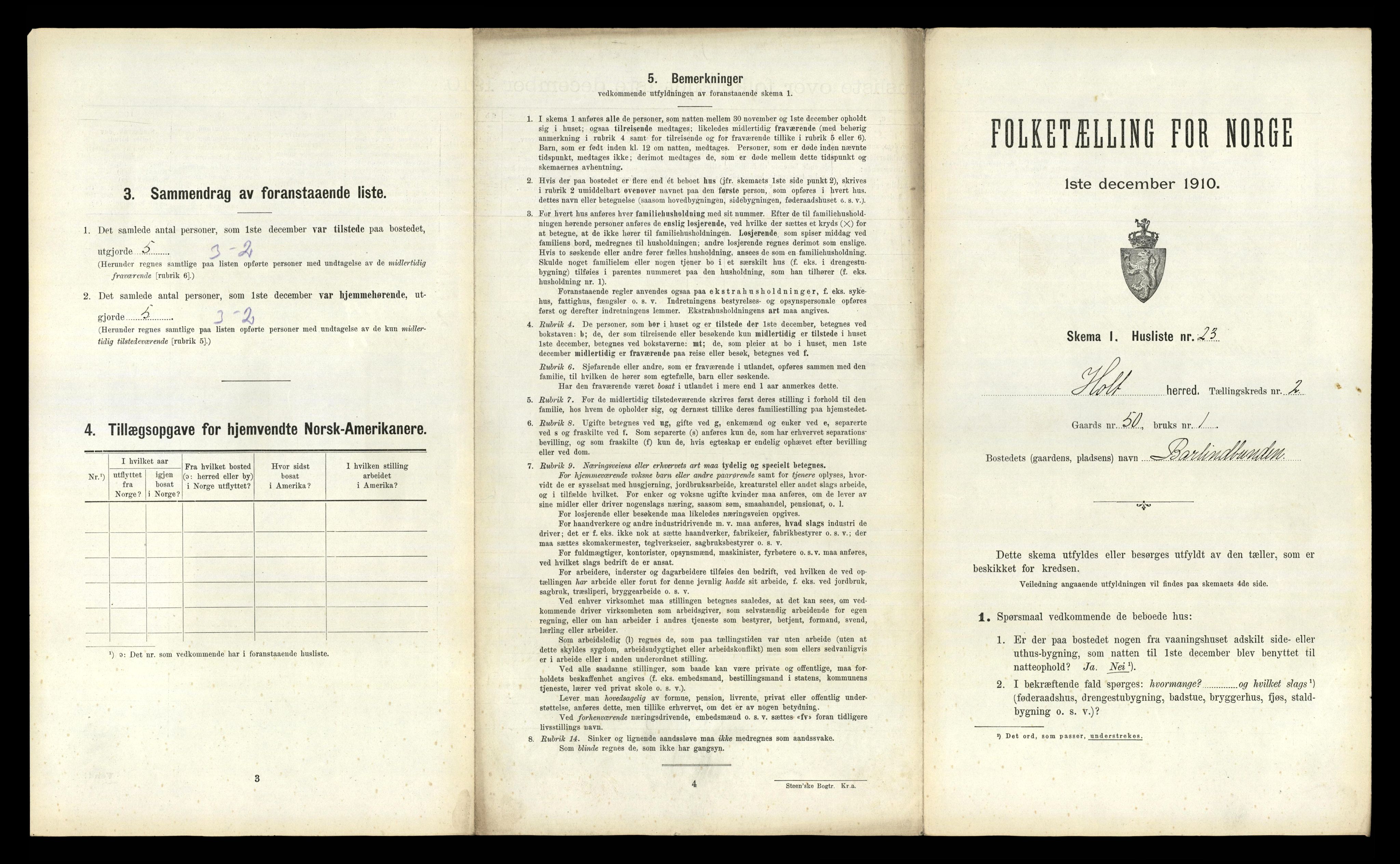 RA, Folketelling 1910 for 0914 Holt herred, 1910, s. 228