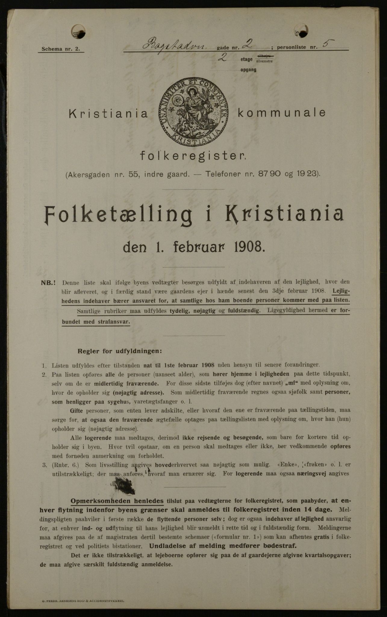 OBA, Kommunal folketelling 1.2.1908 for Kristiania kjøpstad, 1908, s. 6622