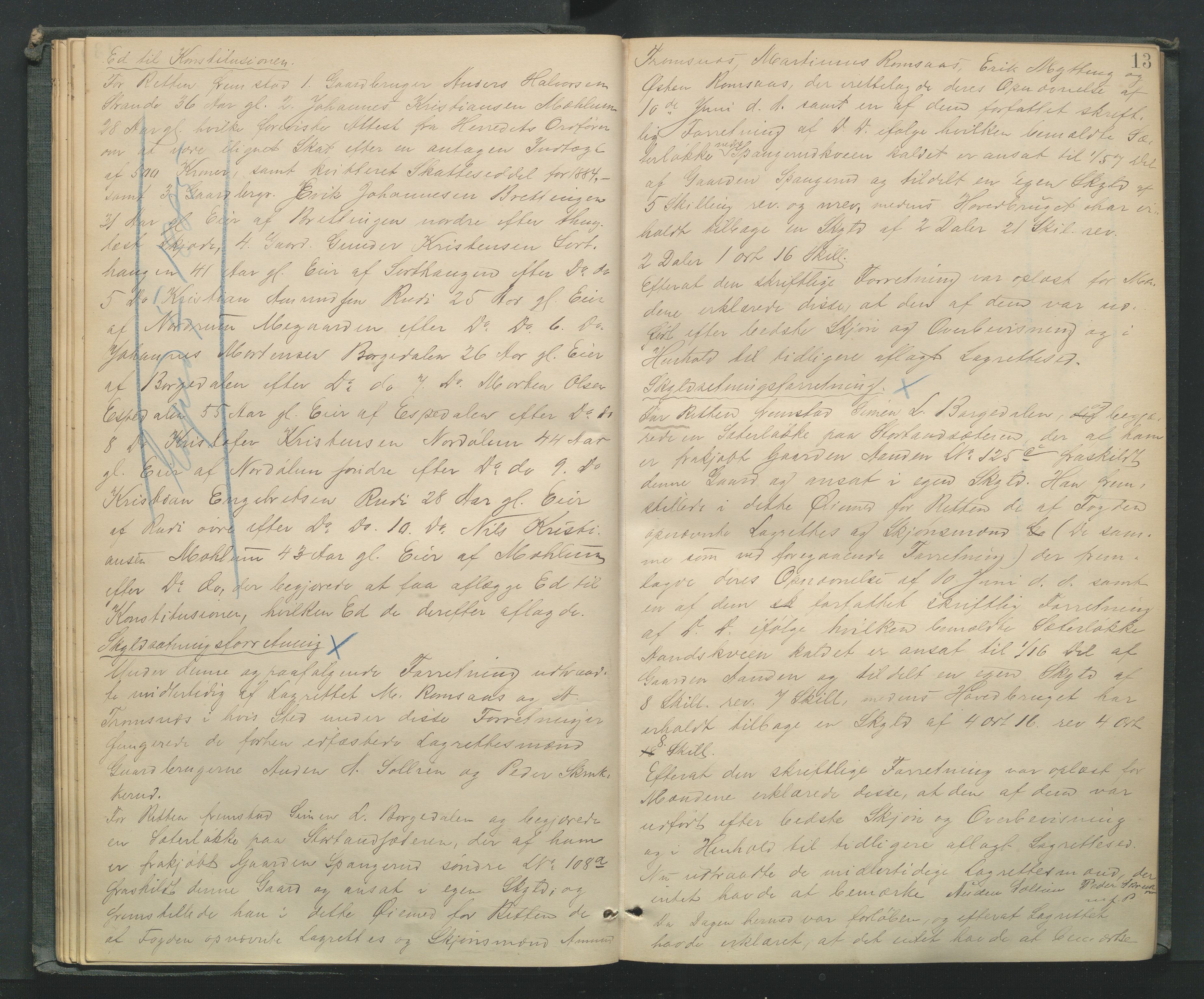 Mellom-Gudbrandsdal sorenskriveri, AV/SAH-TING-038/G/Gb/L0007: Tingbok, 1884-1888, s. 12b-13a