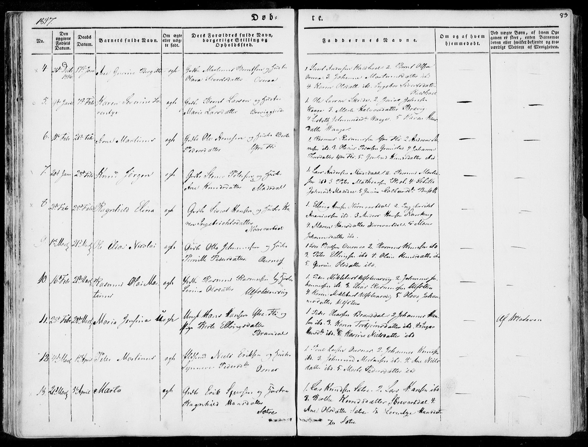 Ministerialprotokoller, klokkerbøker og fødselsregistre - Møre og Romsdal, AV/SAT-A-1454/509/L0104: Ministerialbok nr. 509A02, 1833-1847, s. 83